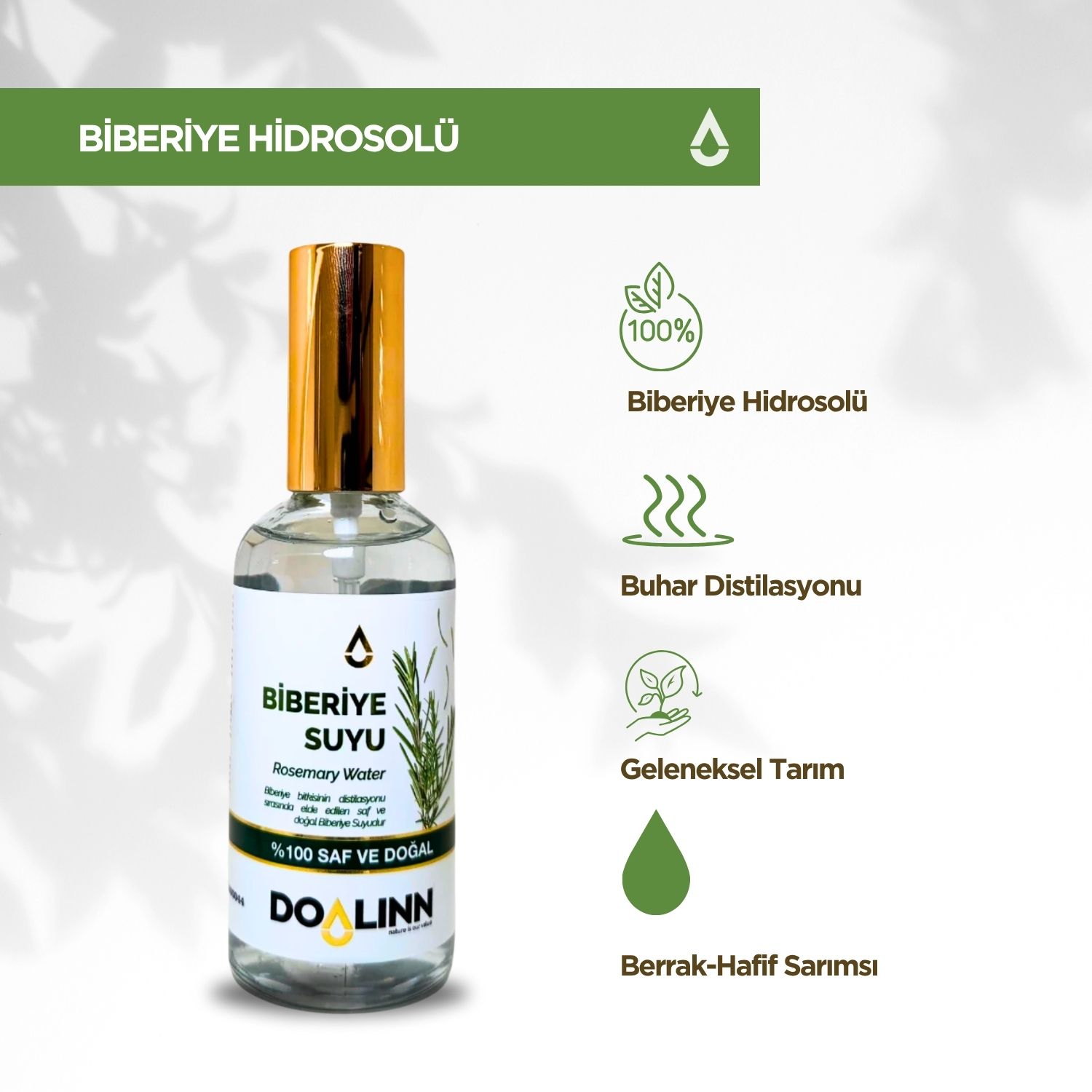 Biberiye Hidrosolü (Rosmarinus officinalis) 100 ml.