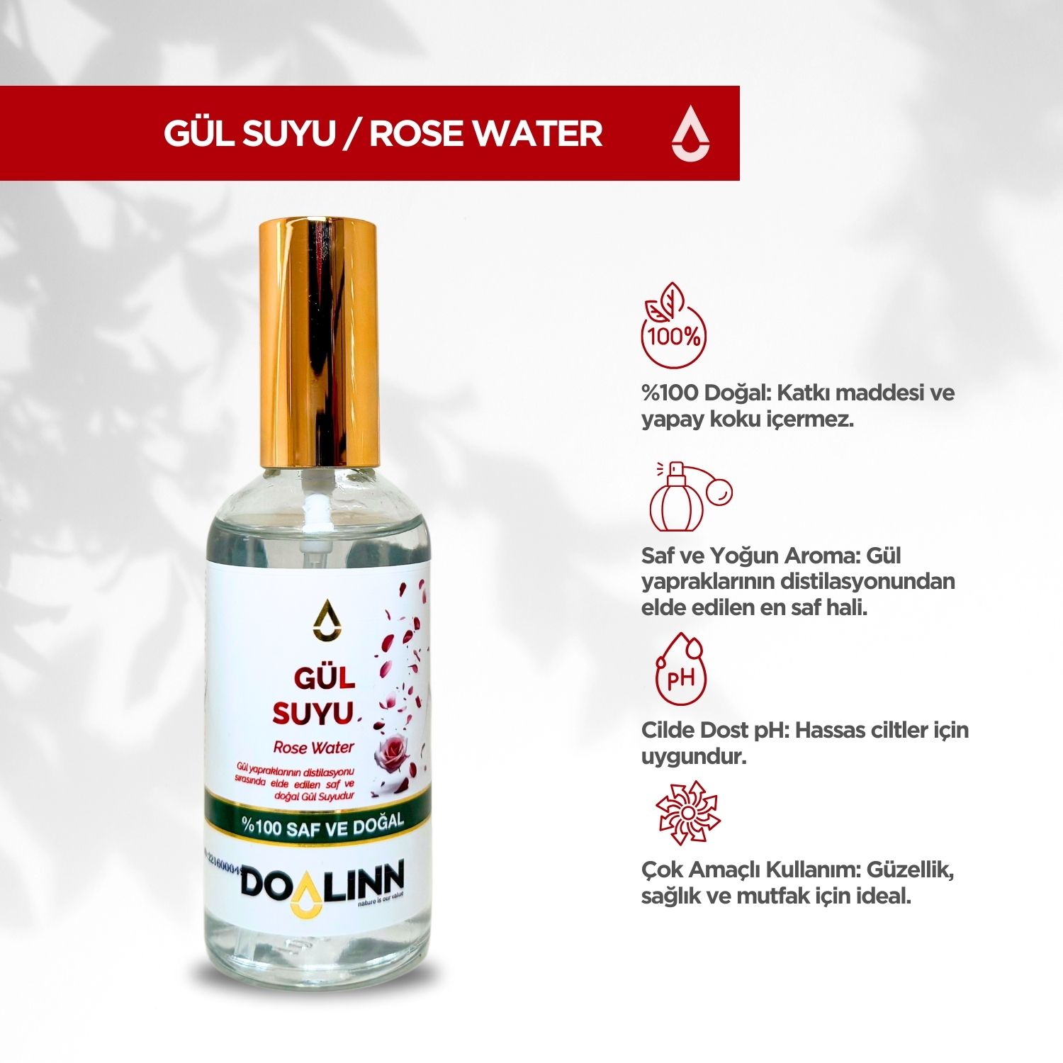 Gül Hidrosolü (Rose damascena) 100 ml.