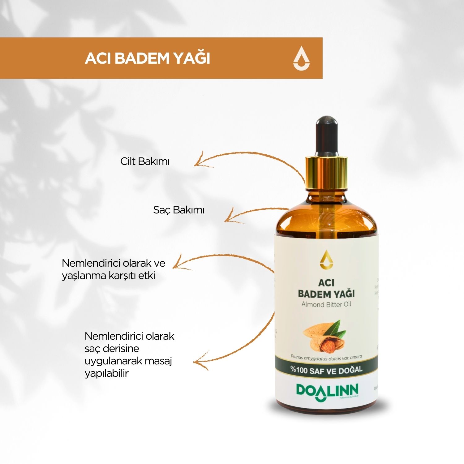 Acı Badem Yağı (Prunus amygdalus dulcis var. Amara) 100 ml.