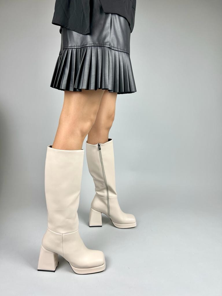 Marlie Model Paltform Çizme - Krem