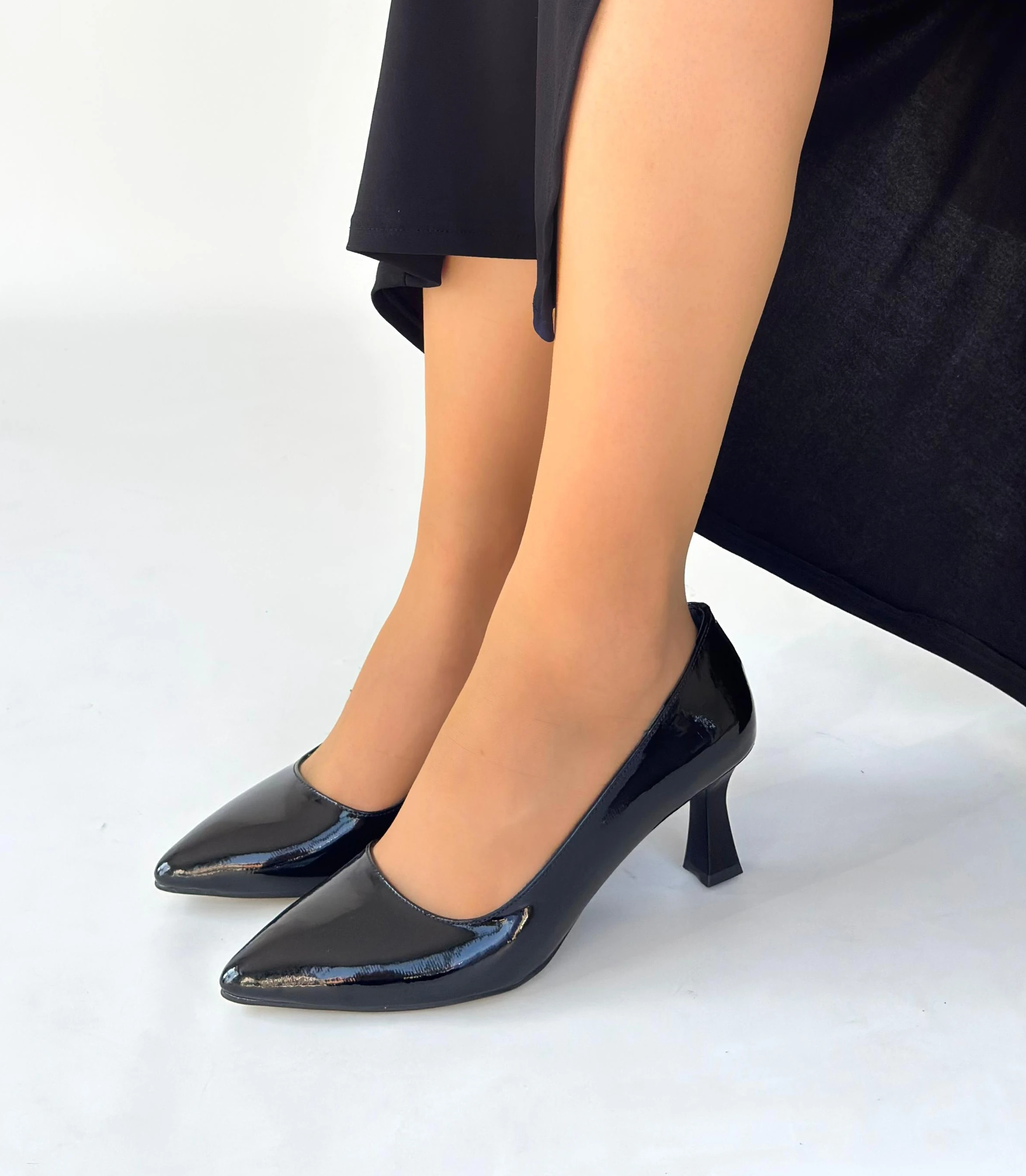 Fiona Model Günlük Kısa Topuklu Ayakkabı   - SiyahRugan