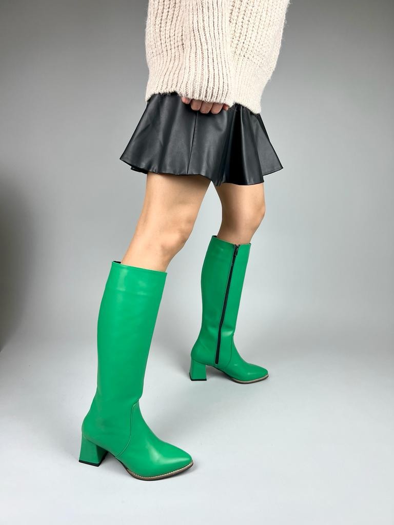 Renas Model Kısa Topuk  Kadın Çizme - ÇimenYeşil
