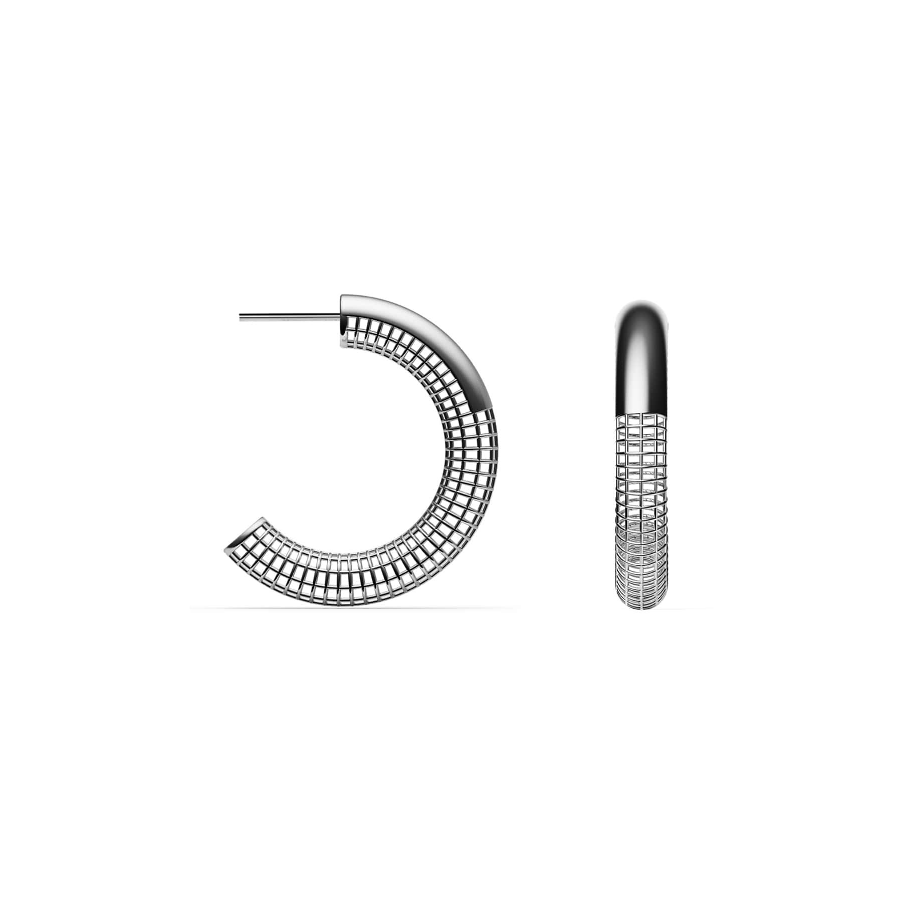 40mm Luki Halka Küpe - Rodyum Kaplama 925 Ayar Gümüş