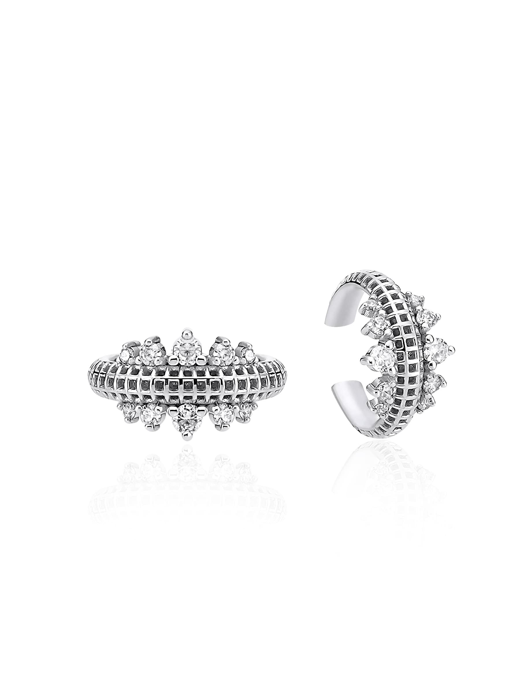 Two Sided Semita Kıkırdak Küpesi - 925 Ayar Gümüş