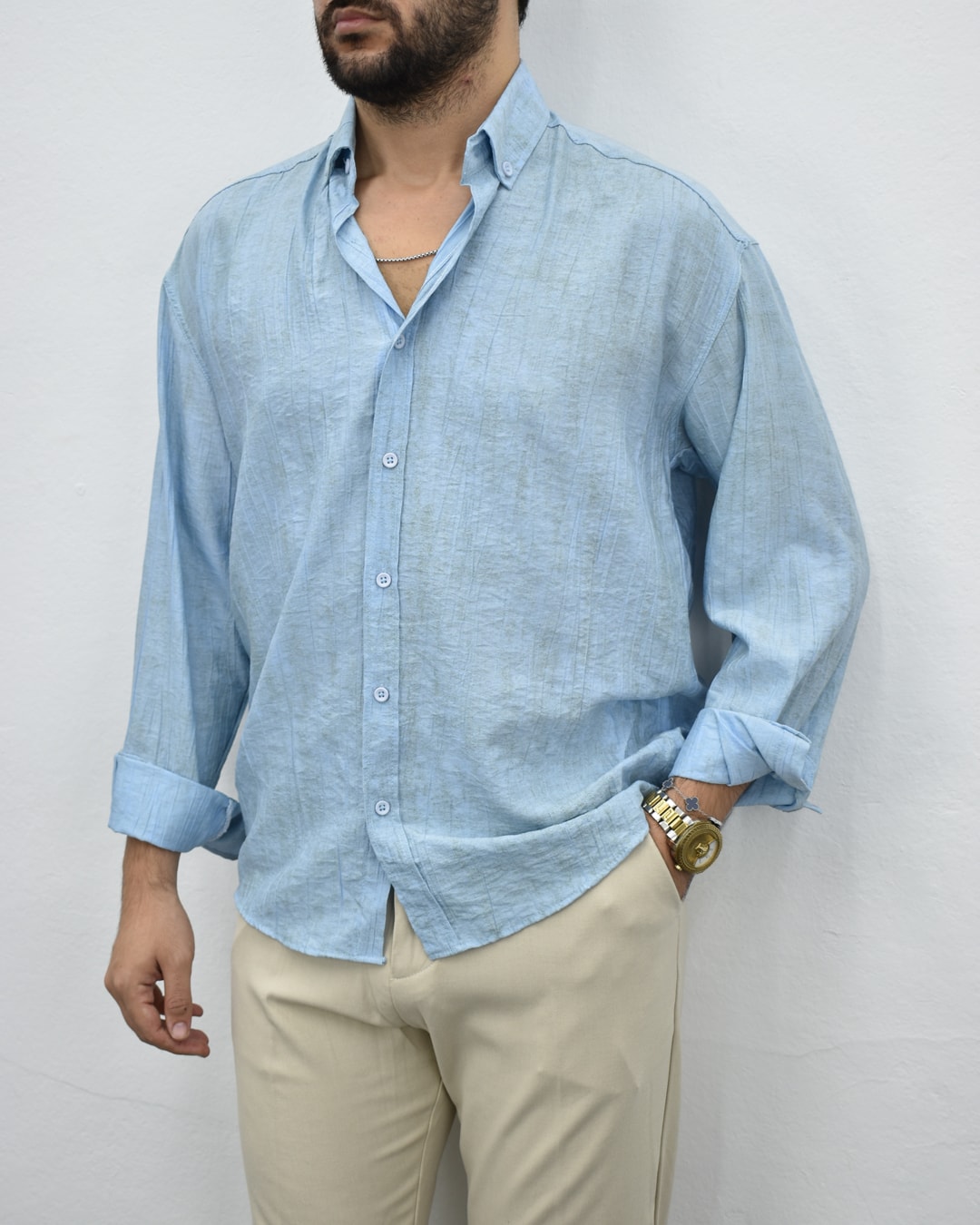 Aerobin Desenli Gömlek - Buz