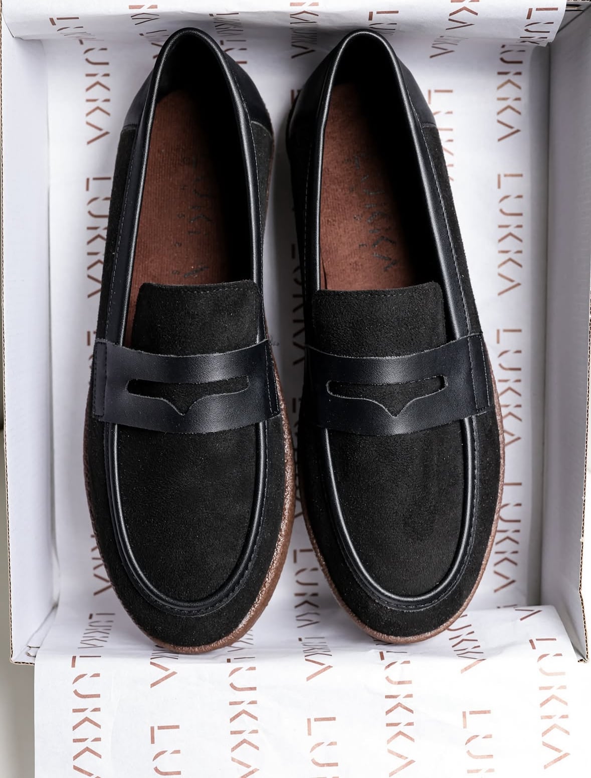 Süet Çizgili Loafer - Siyah