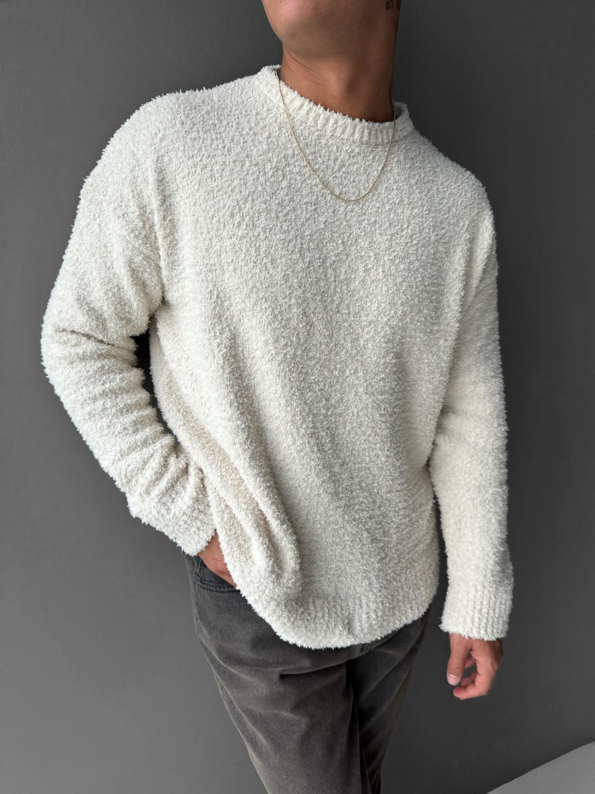 Peluş Kazak - Krem