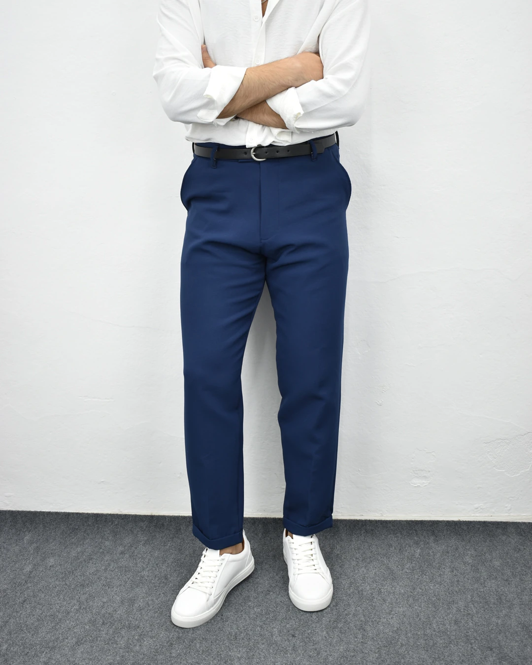 Kalın Kumaş Duble Paça Pantolon - Lacivert