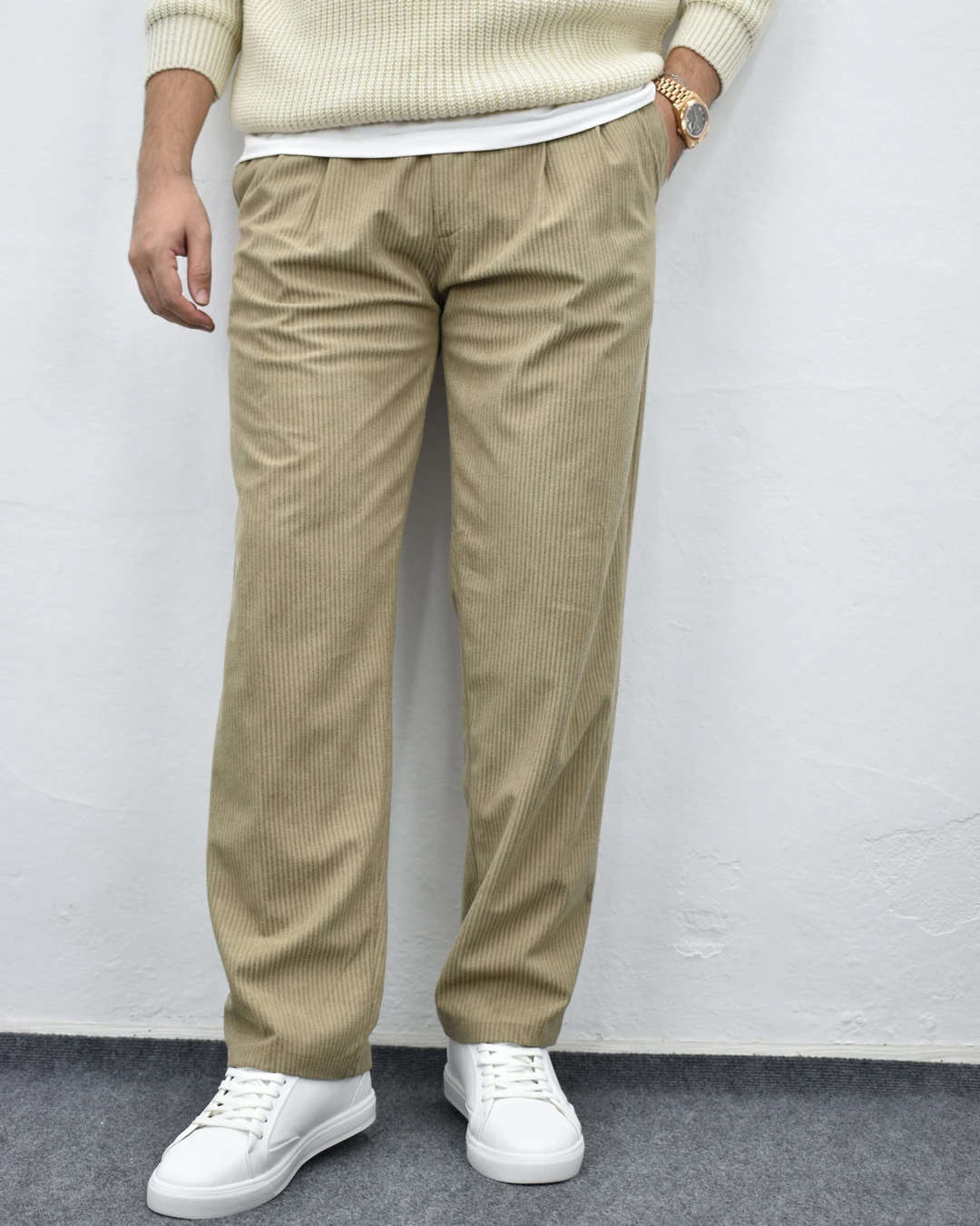 Fitilli Kadife Baggy Pantolon - Turuncu