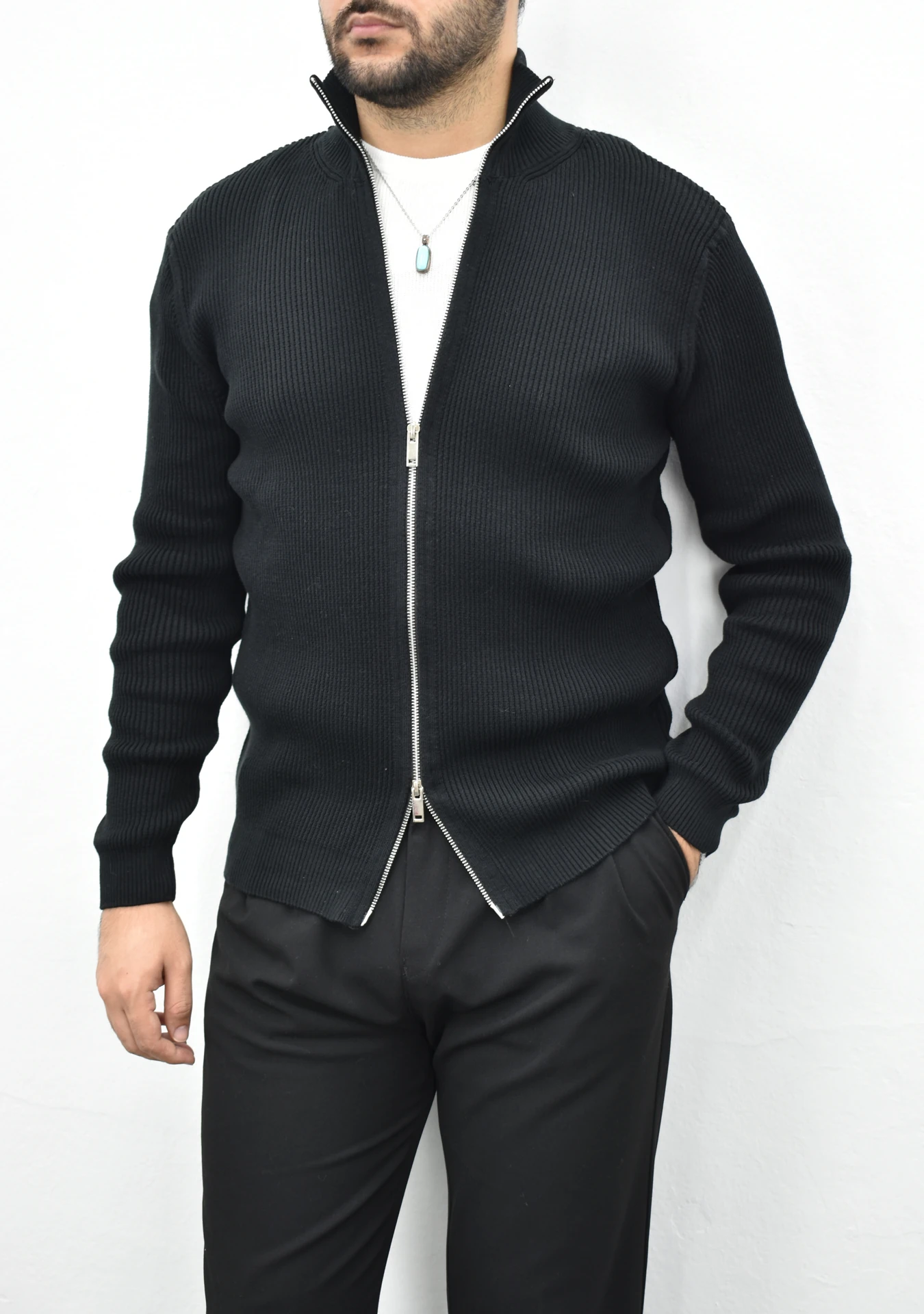 Çift Fermuarlı Hırka