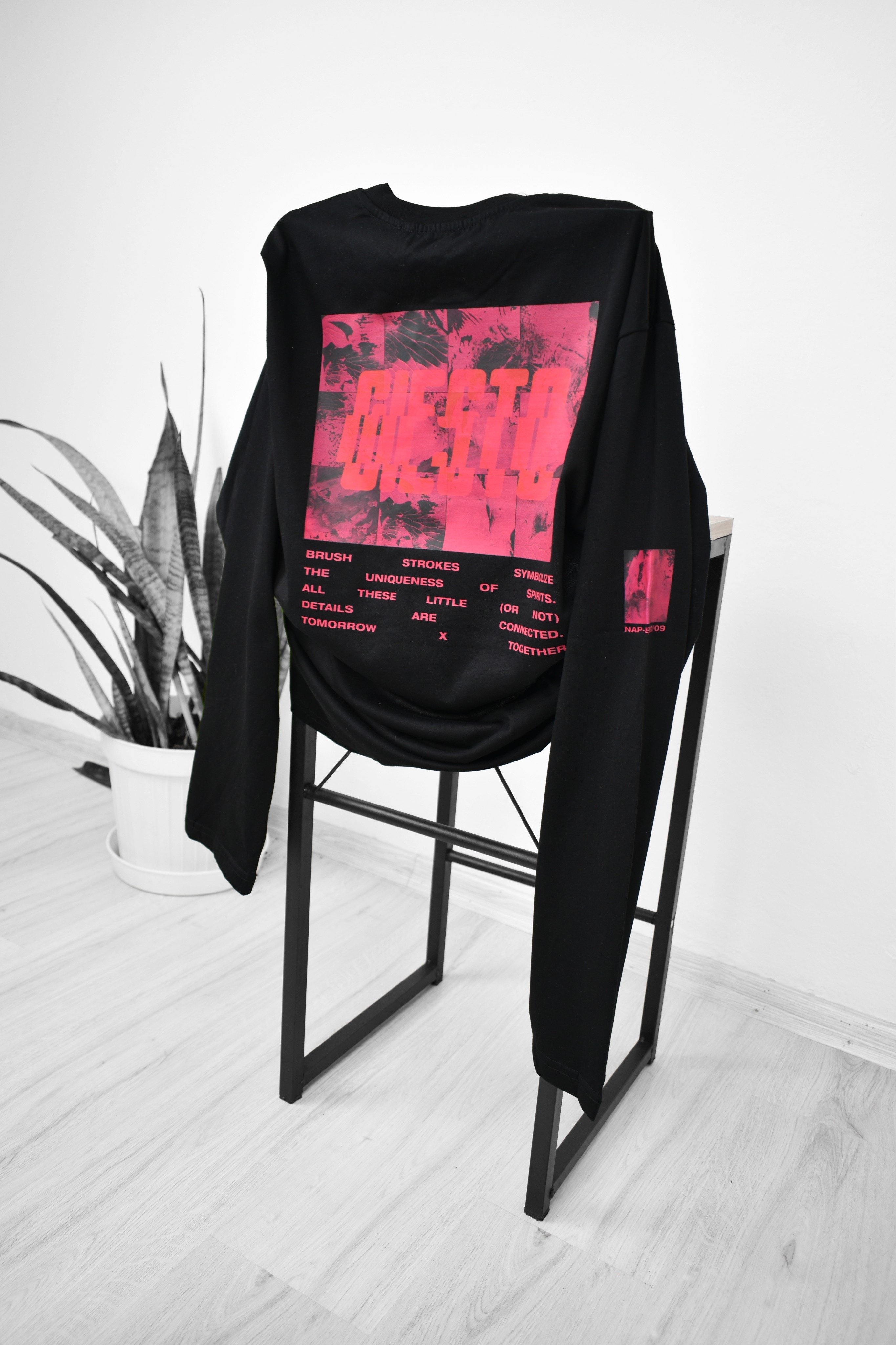 Oversize Desenli Sweatshirt - Siyah