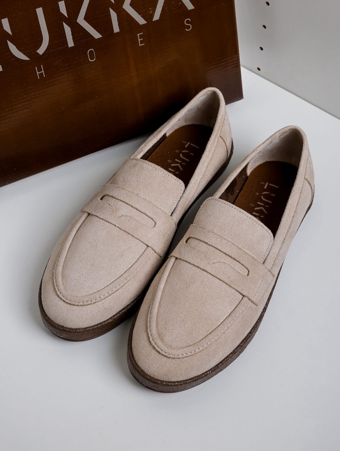 Süet Loafer Ayakkabı - Krem