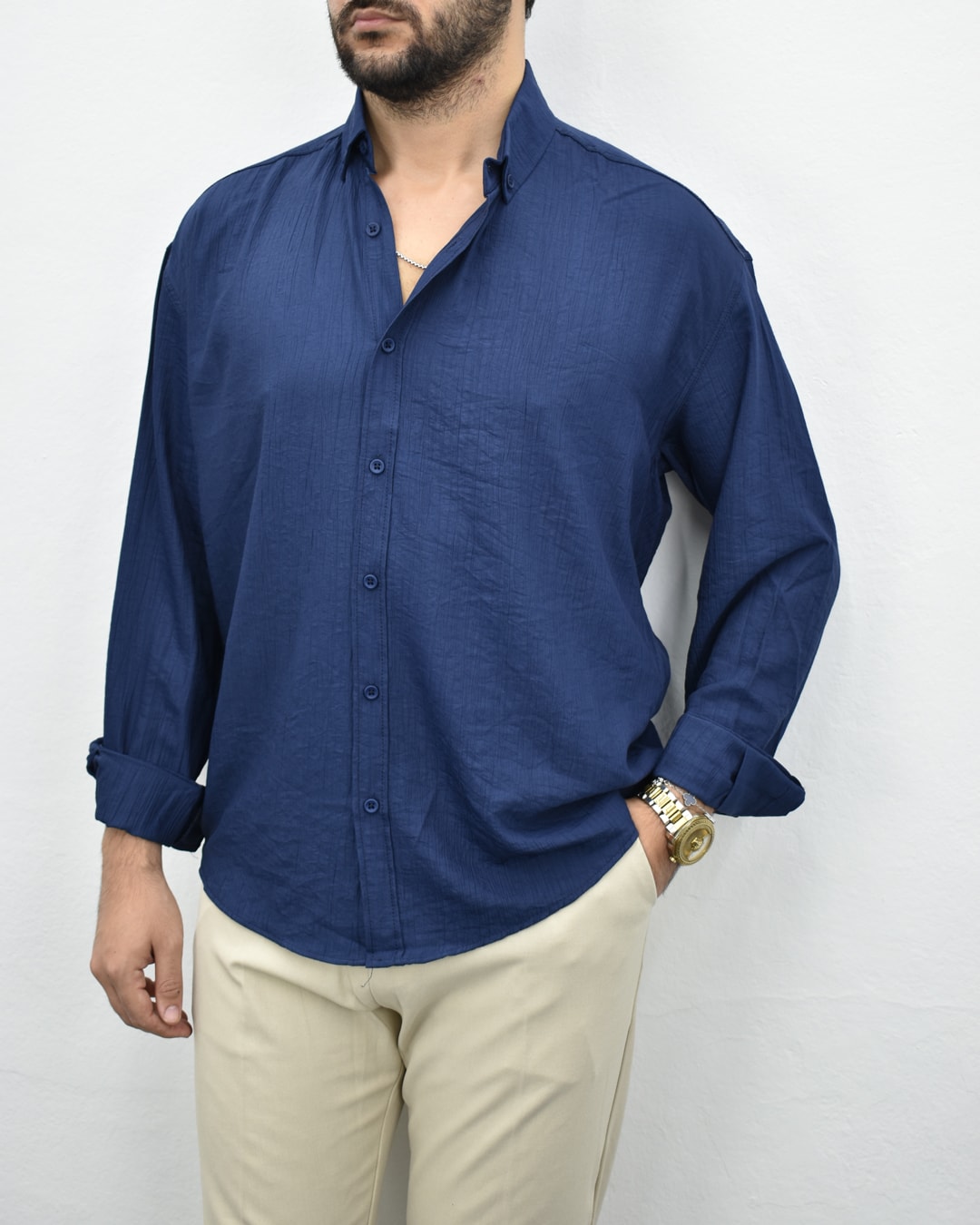 Aerobin Desenli Gömlek - Lacivert