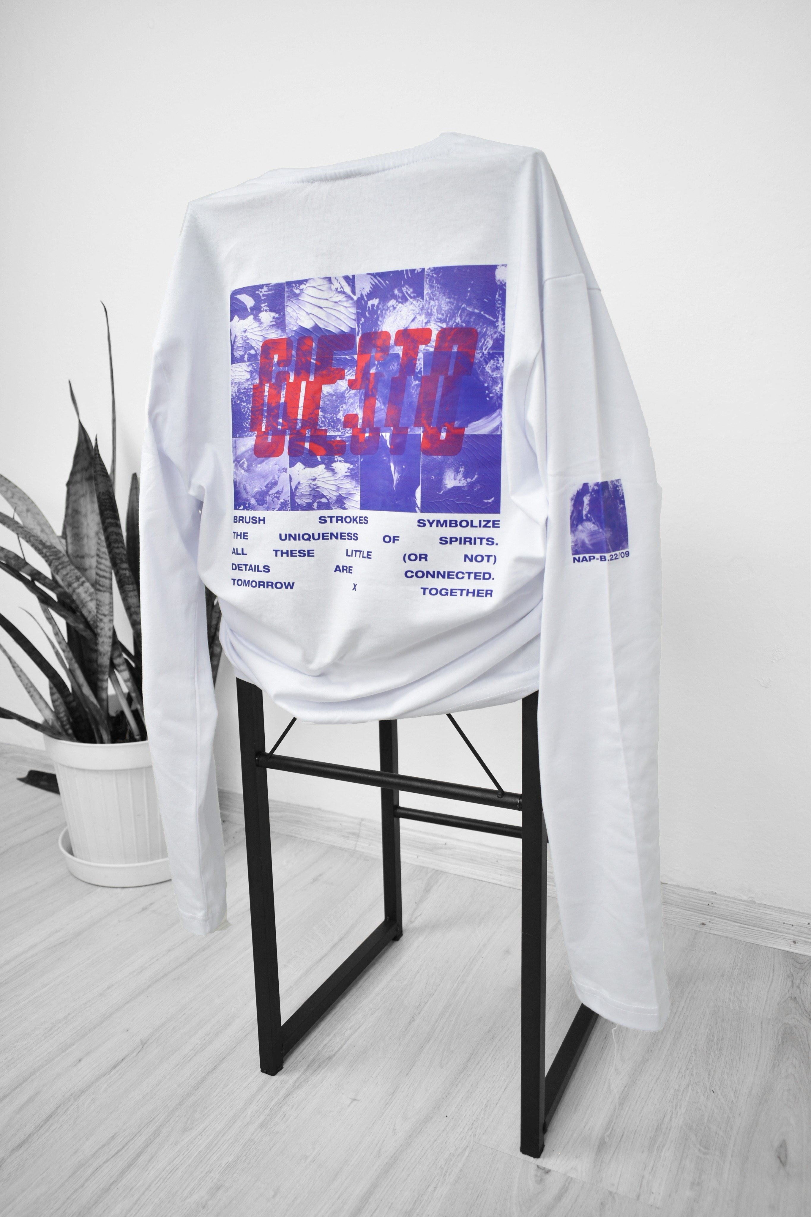 Oversize Desenli Sweatshirt - Beyaz