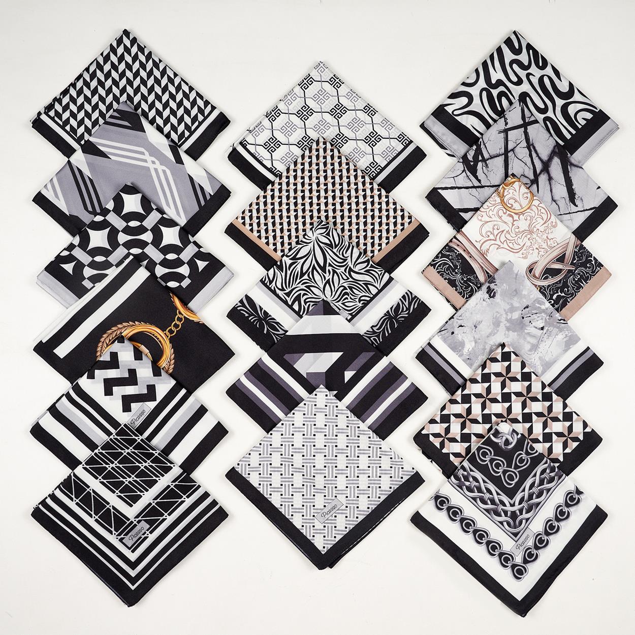 Picasso Hibrit Digital Kristal Dg-100 Siyah-Krem 17 Desen Mix Paket Eşarp