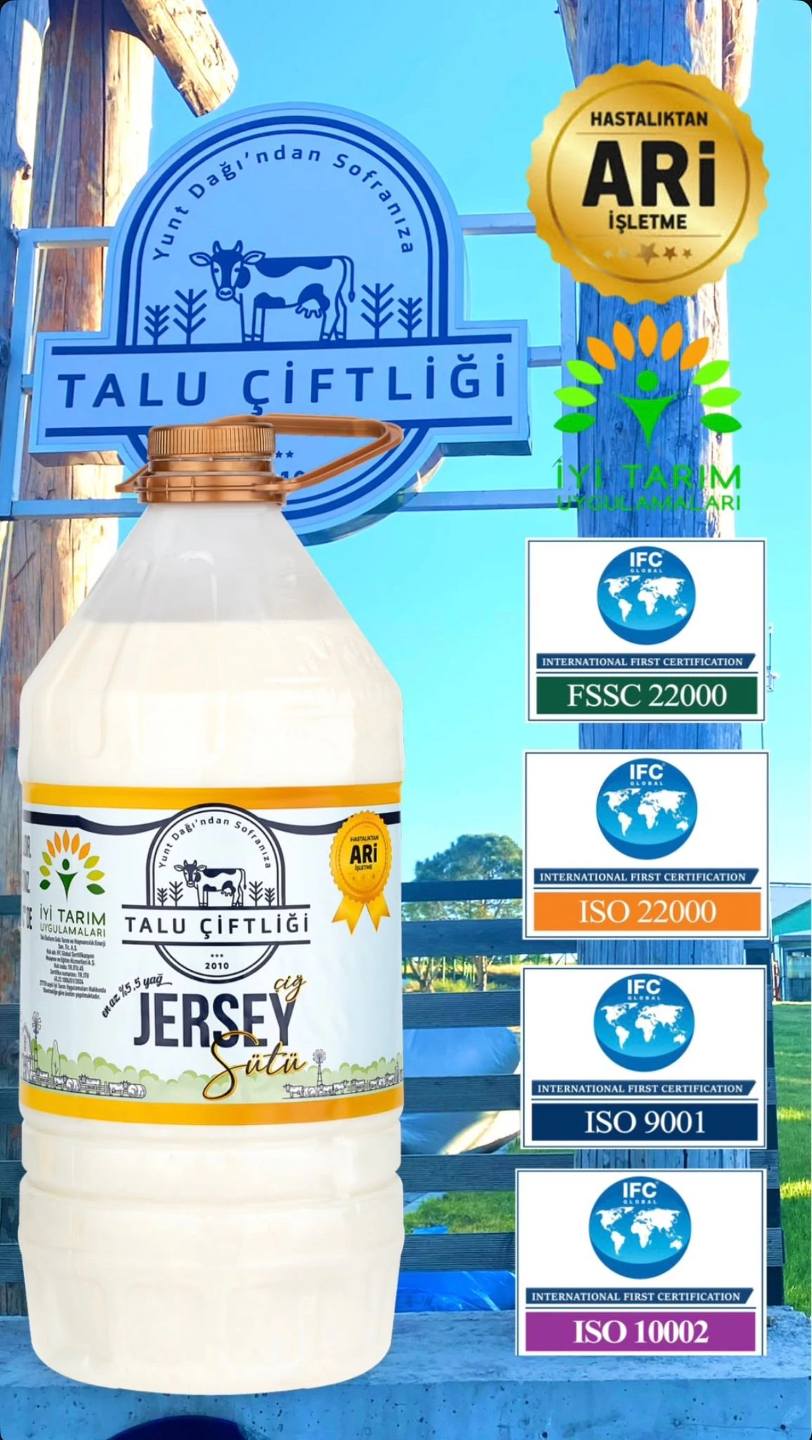 Jersey Süt (çiğ) 3 lt - Talu Çiftliği // SADECE KAYSERİ İÇİ TESLİMAT lütfen açıklamayı okuyunuz