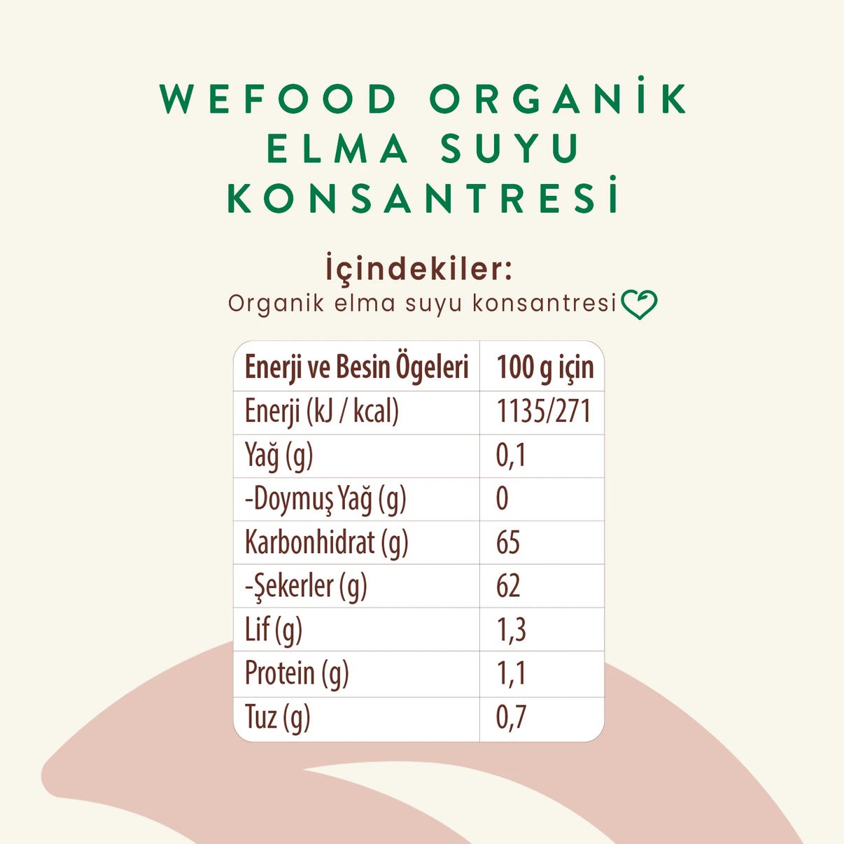Organik Elma Suyu Konsantresi 340 gr -Wefood