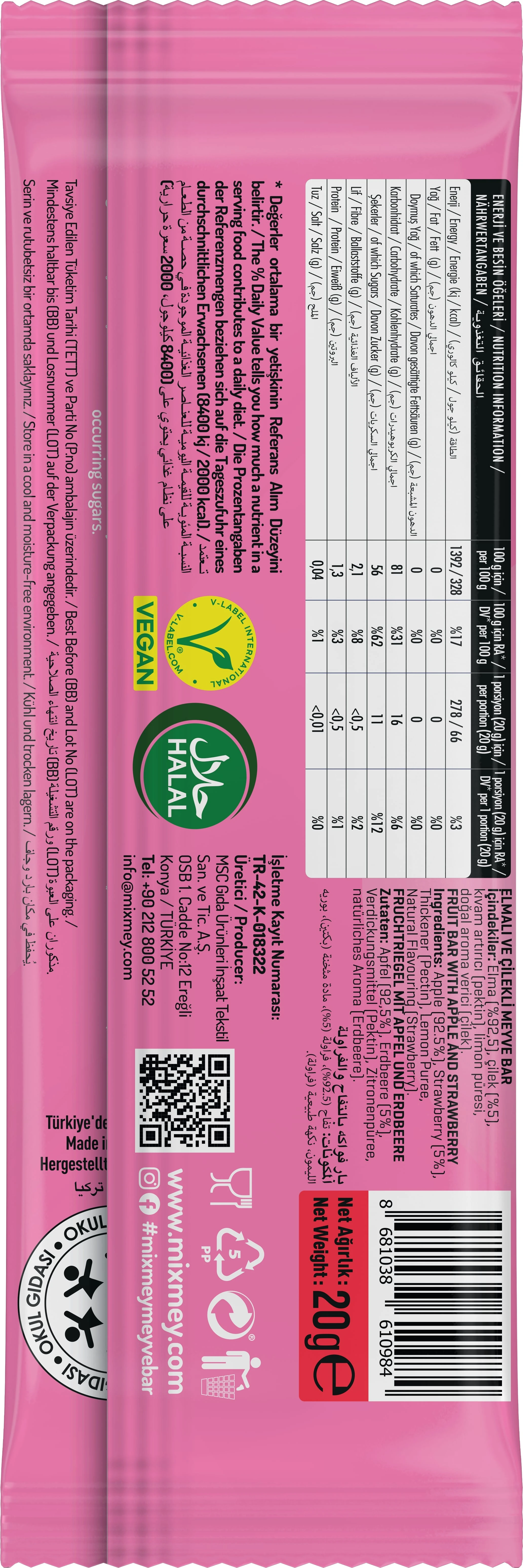 あめページ Çilek + Elma Meyve Barı 20 Gr - Mixmey