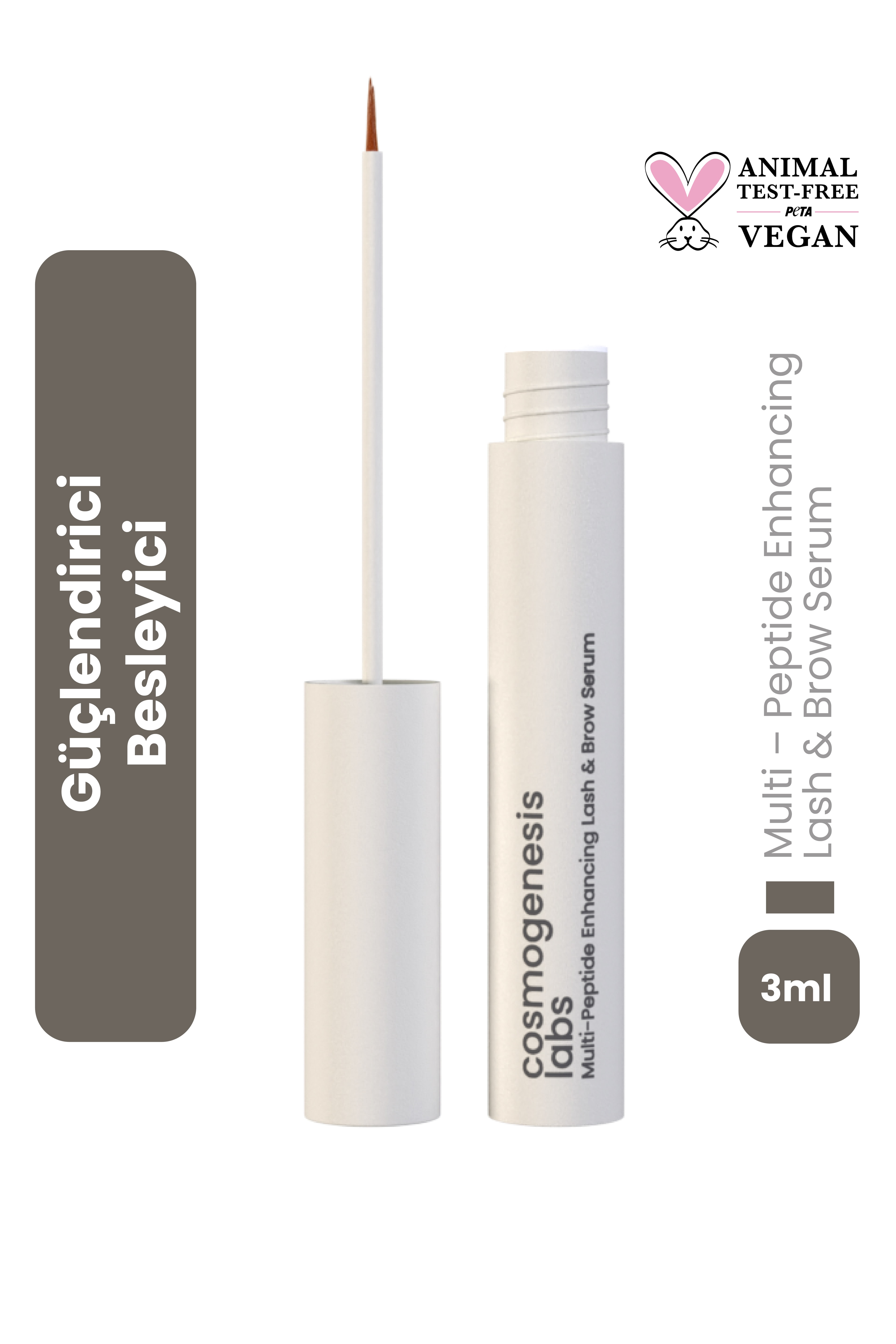 Çoklu Peptit İçeren Güçlendirici Kaş & Kirpik Serumu 3 ml Vegan