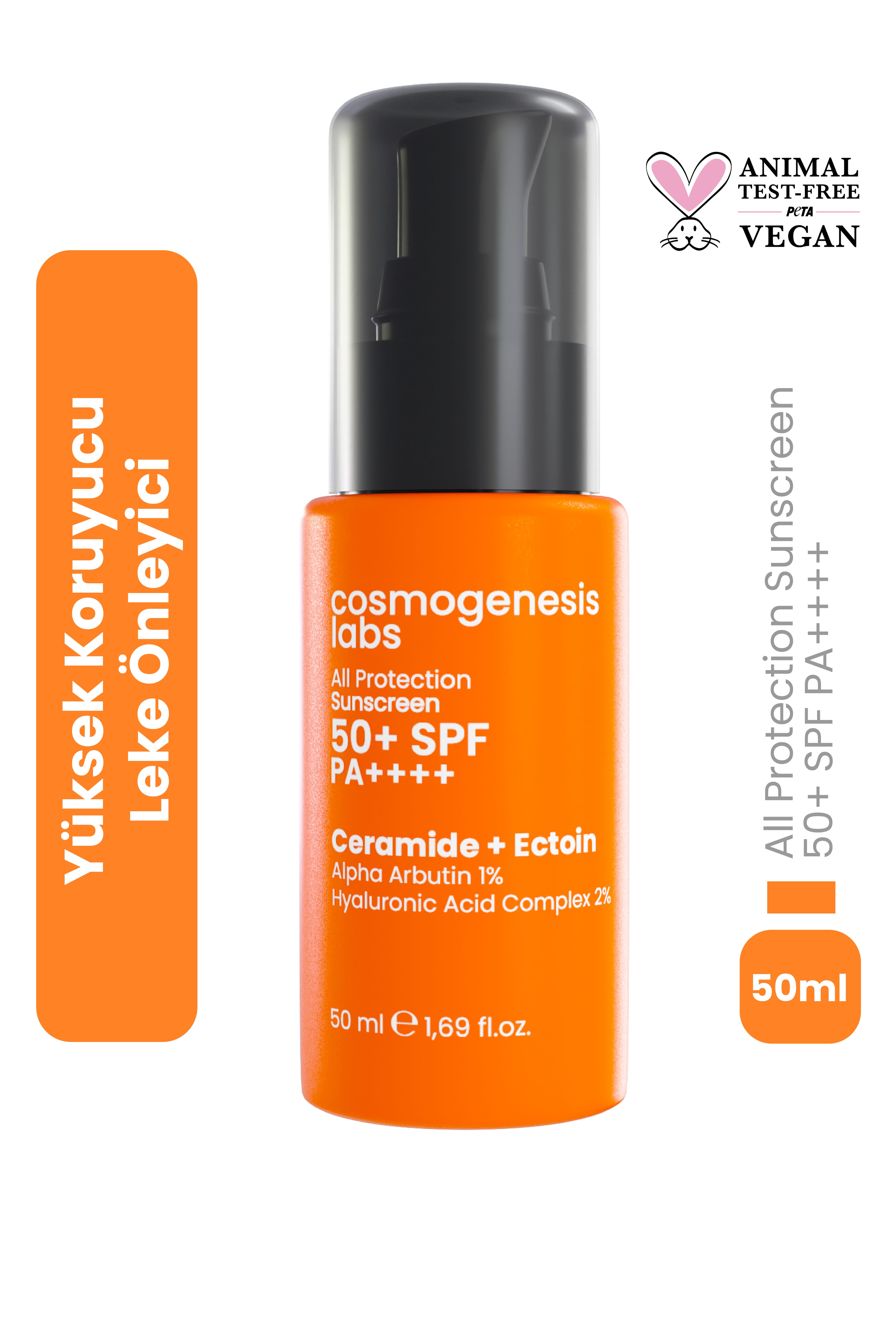 Yüz Güneş Kremi 50ml - Su Bazlı Spf 50 Ultra Koruyucu Leke Karşıtı Nemlendirici Vegan (Tüm Ciltler)