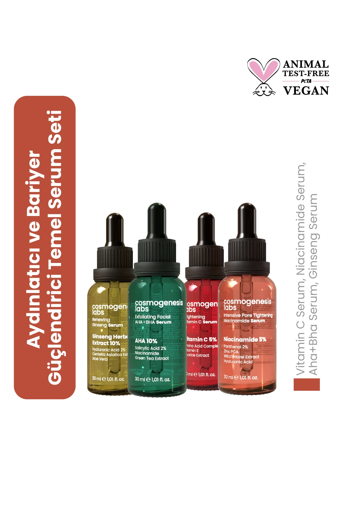 Antioksidan Koruyucu & Aydınlatıcı Cilt Serumu Bakım Seti Vegan