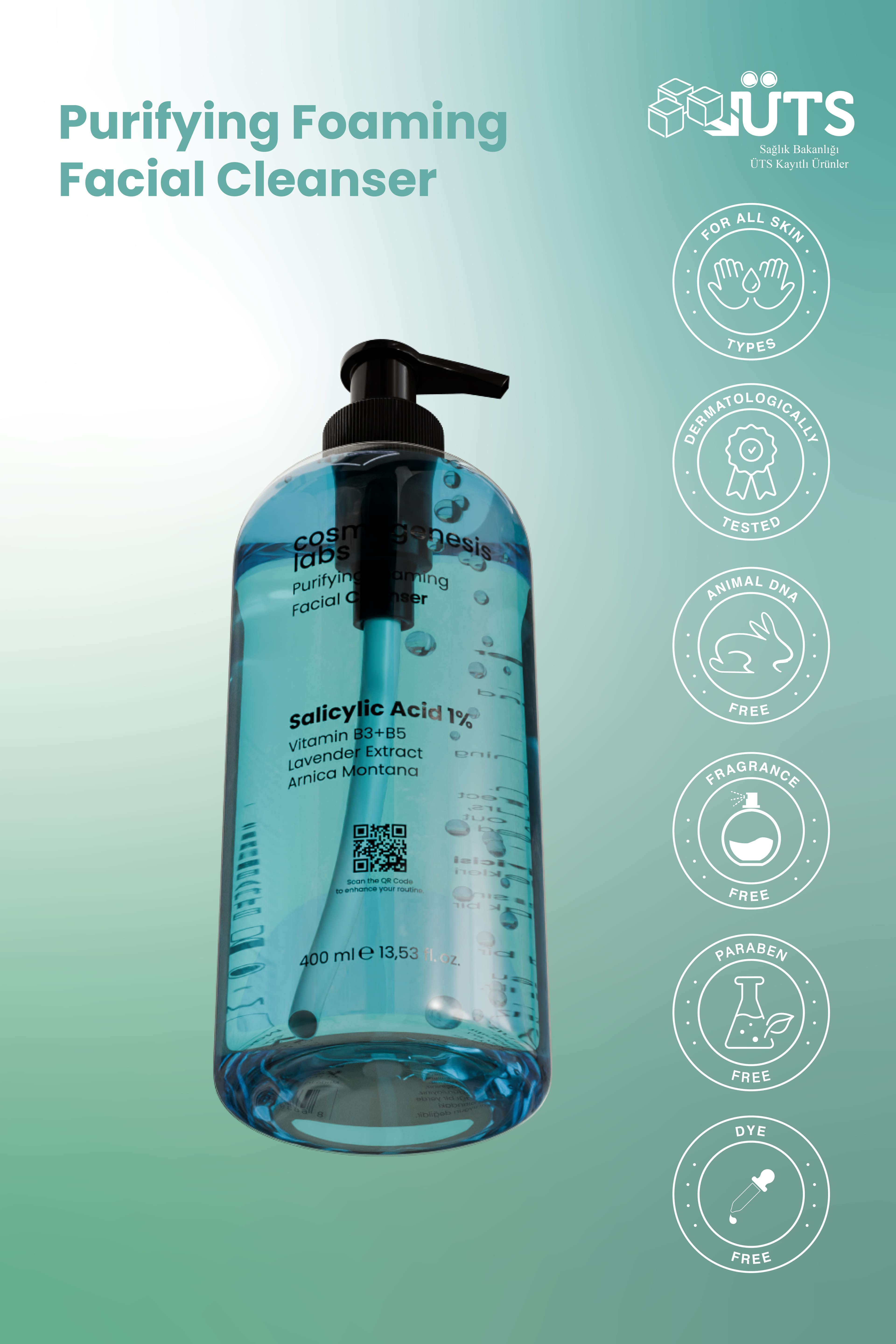 Karma ve Yağlı Ciltlere Özel Yüz Temizleme Jeli 400ml - Arındırıcı Sebum Karşıtı Dengeleme Vegan