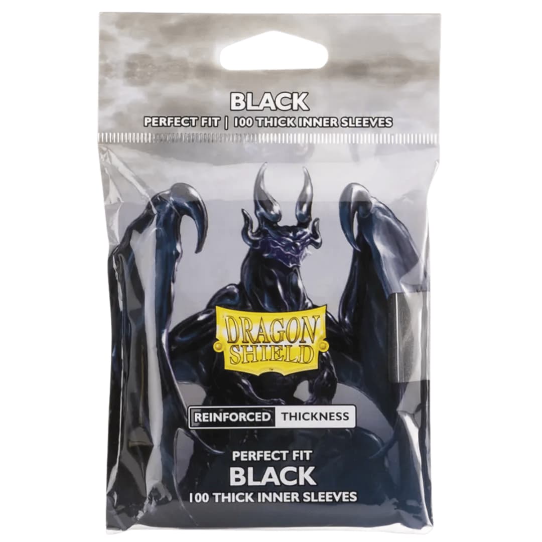 Dragon Shield: Perfect Fit Thick Inner Sleeves - Black (100ct) ürün görseli