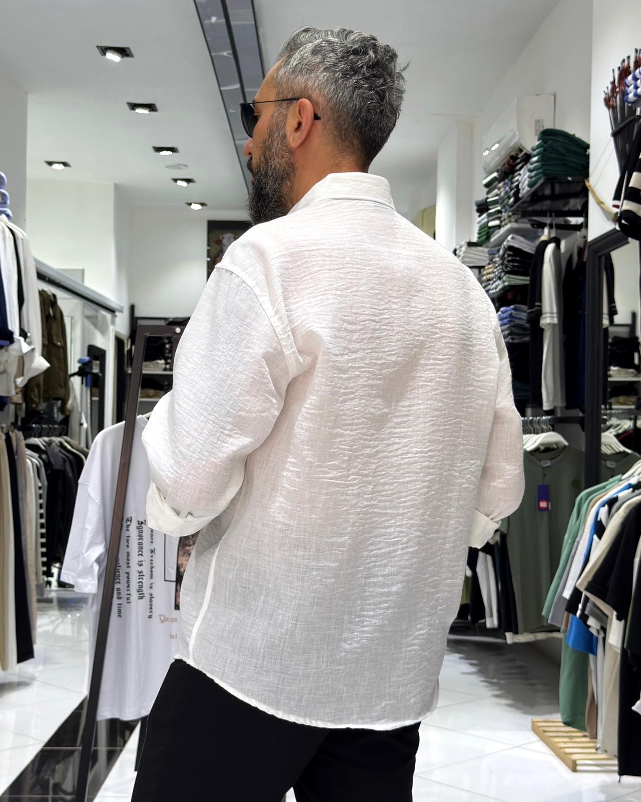 Müslin Kumaş Basic Düğmeli Erkek Gömlek
