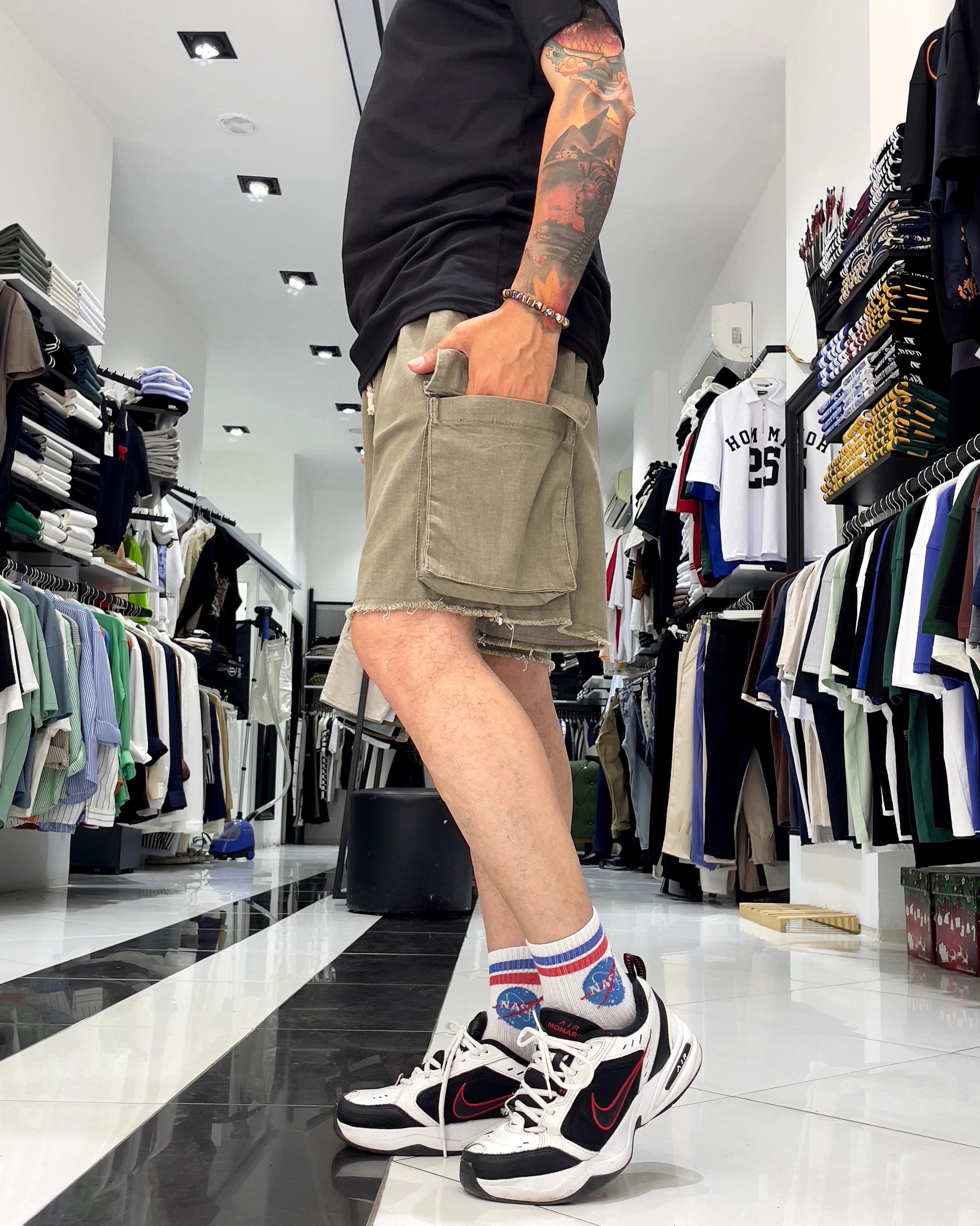 Baggy Fit Organik Denim Erkek Kargo Şort – Higo Man - antrasit