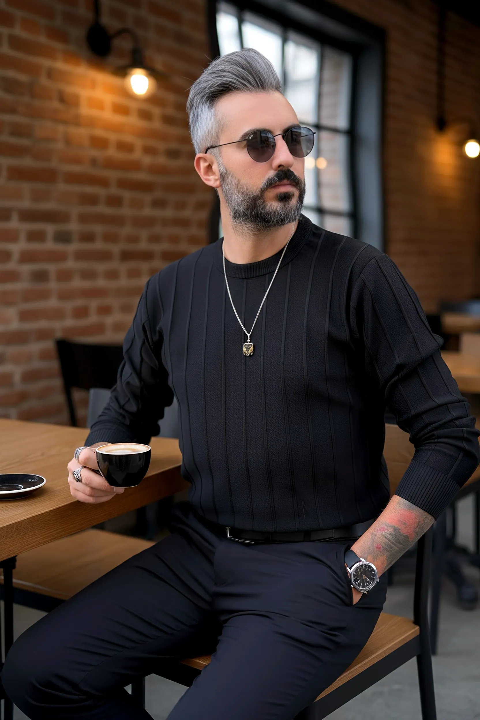 La Forma Fitil Dokulu Bisiklet Yaka Erkek Triko Kazak