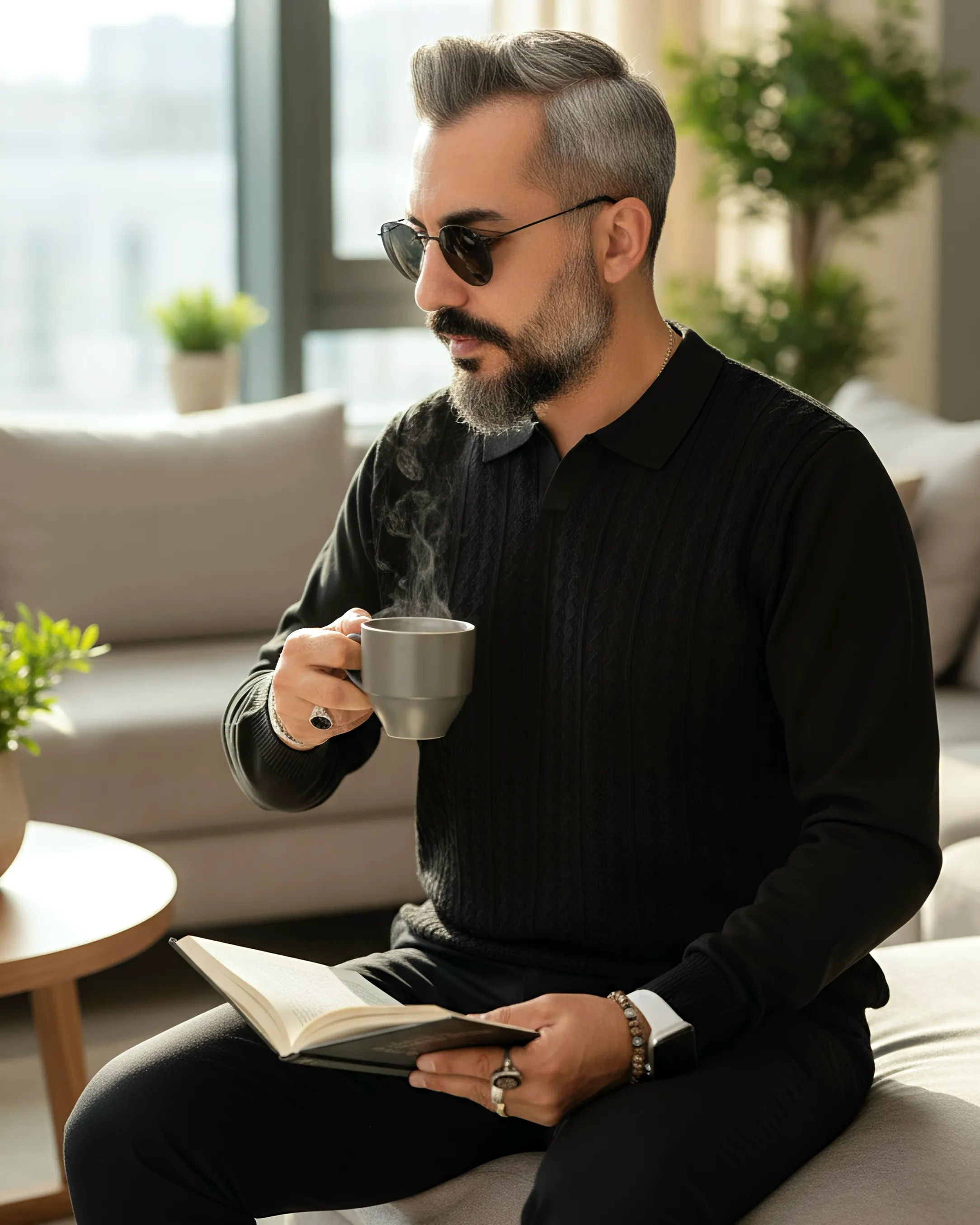 Elegance Erkek Old Money Uzun Kollu Triko Polo Yaka Kazak 