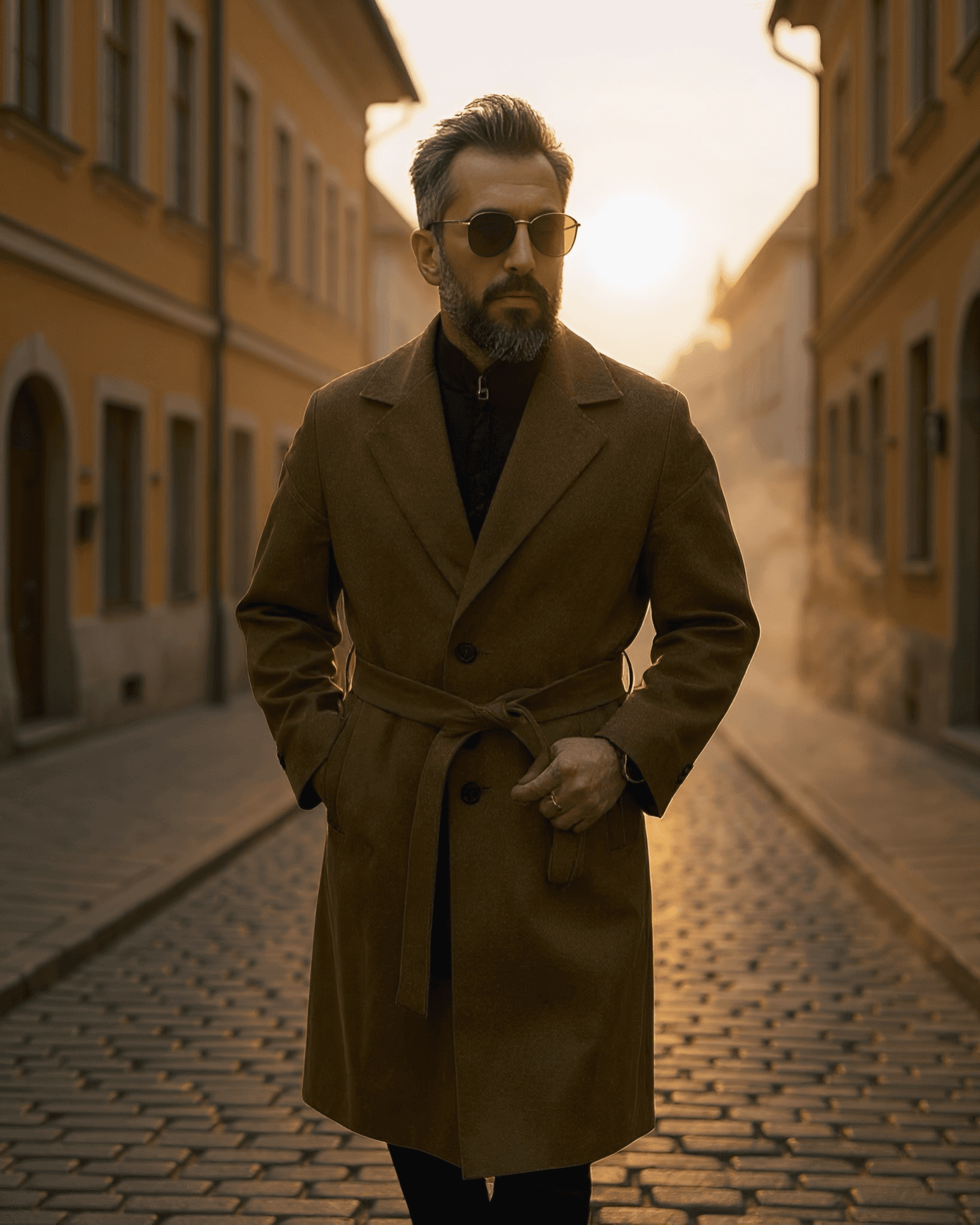 Oversize Erkek Kaşe Kaban - kahverengi
