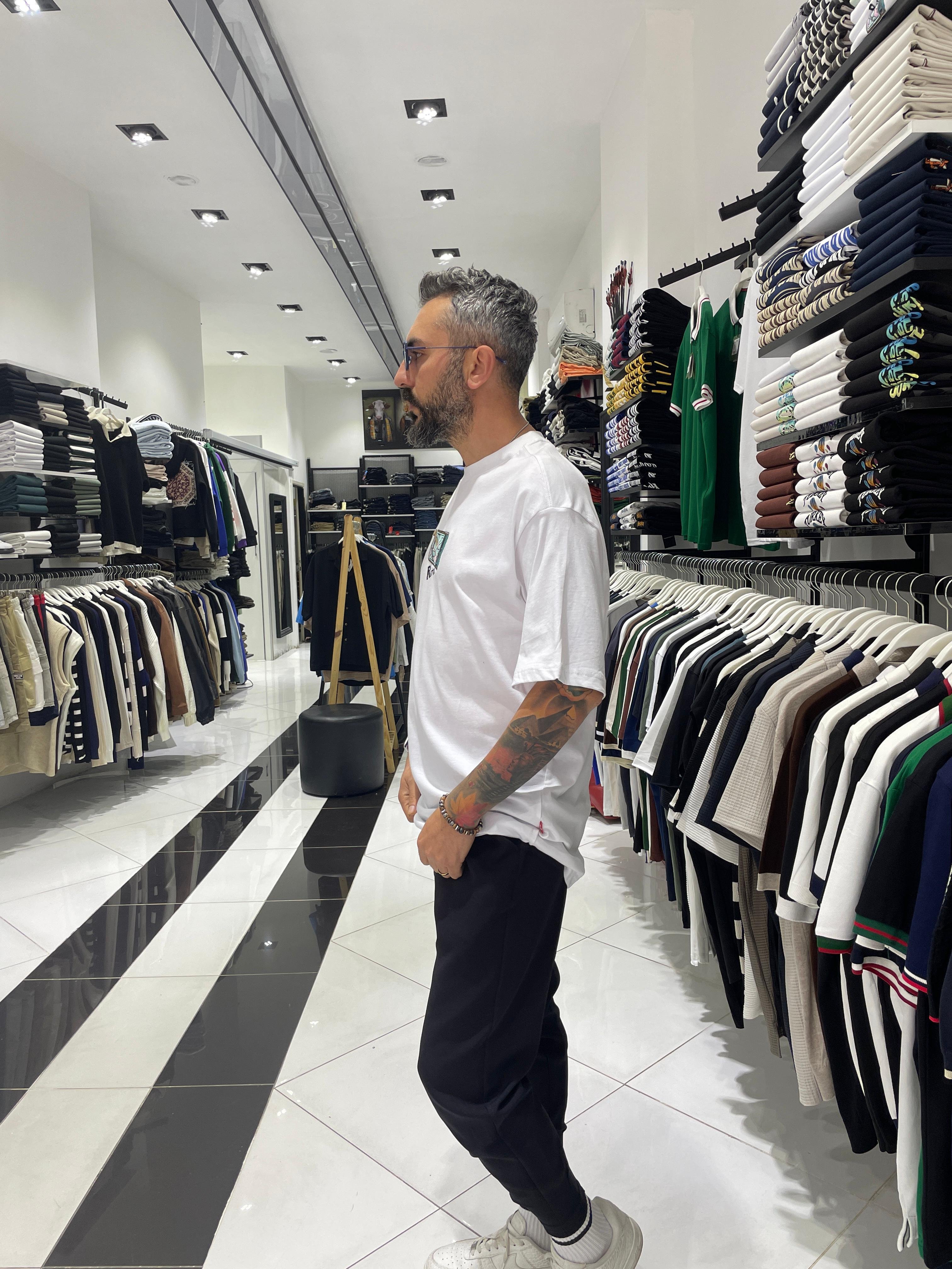 Retro Nakış İşlemeli Oversize Erkek T-Shirt – Higo Man