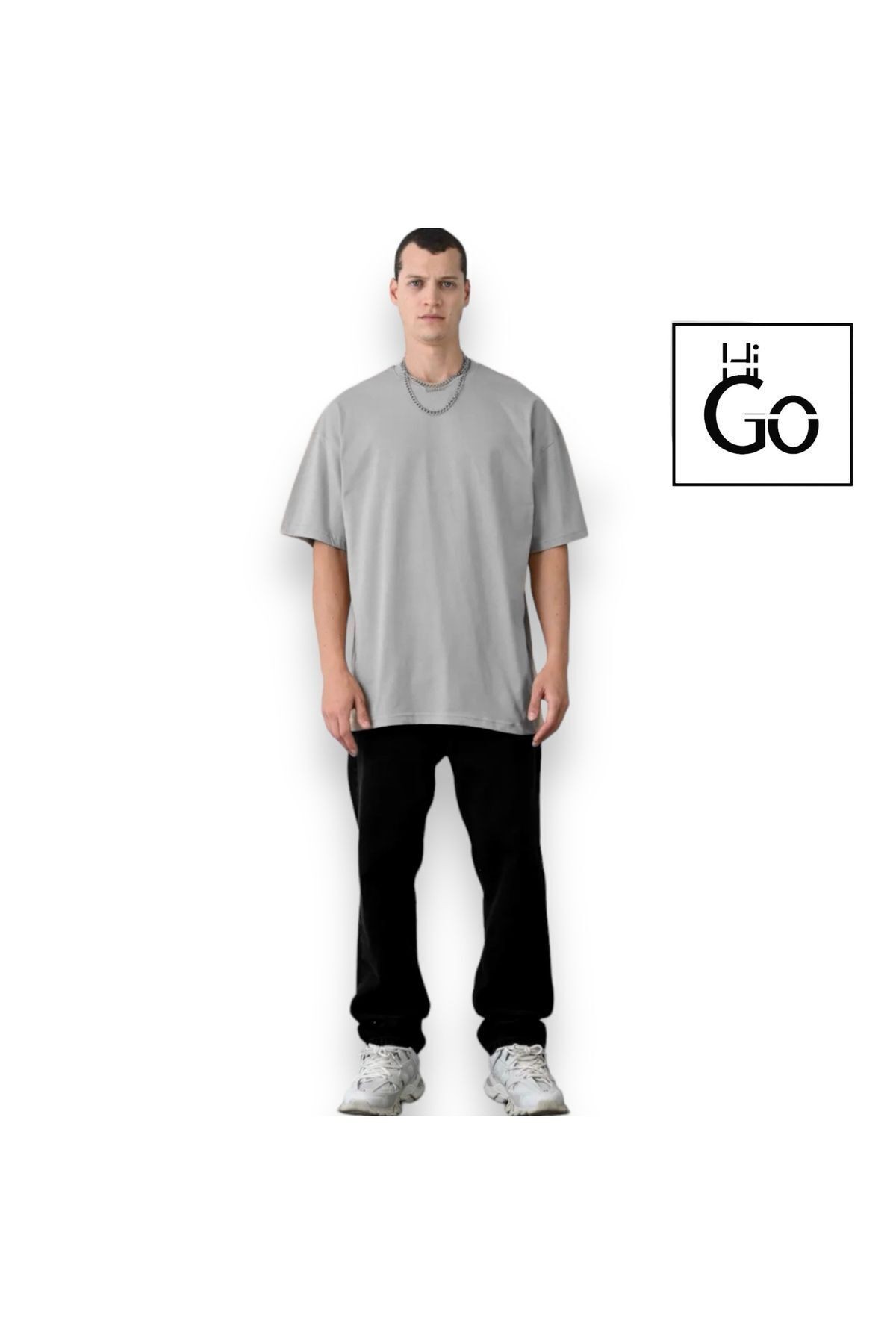 Oversize Basic Erkek T-Shirt - gri