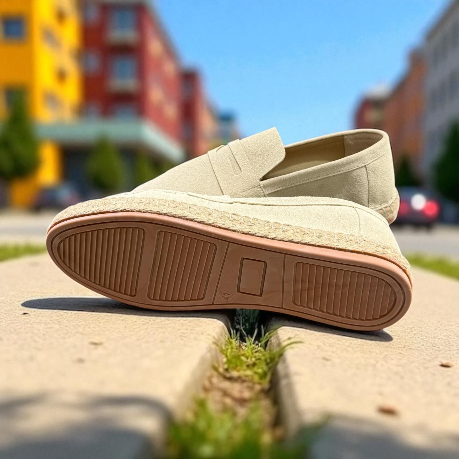 Men's Espadrilles with Straw Sole Detail - Beige