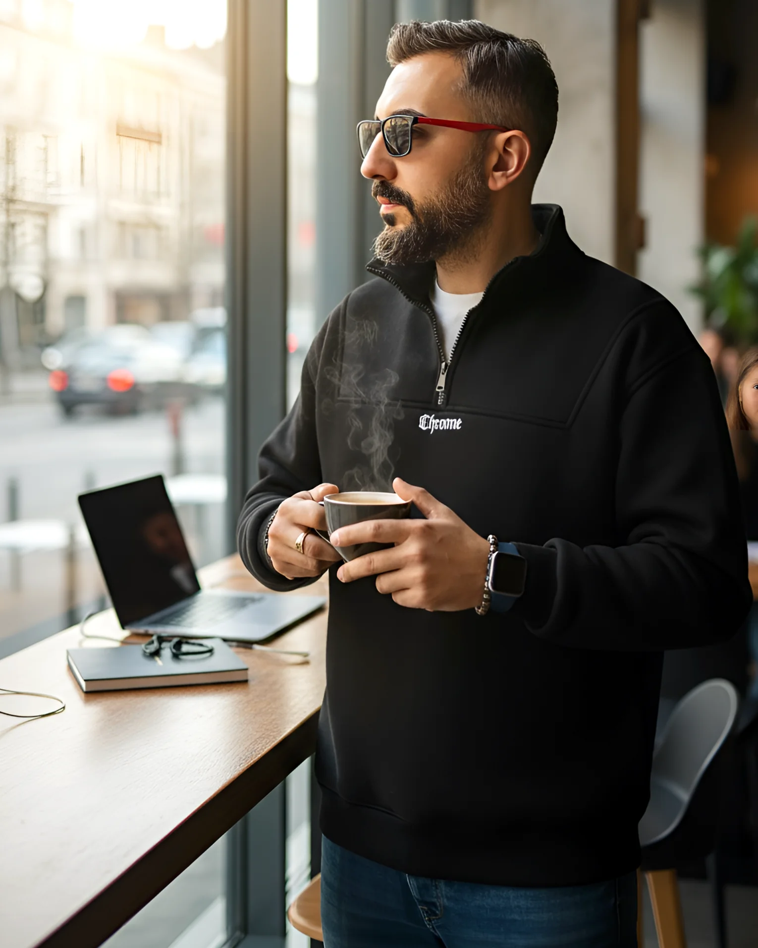 Yarım Fermuarlı Oversize Erkek Sweatshirt