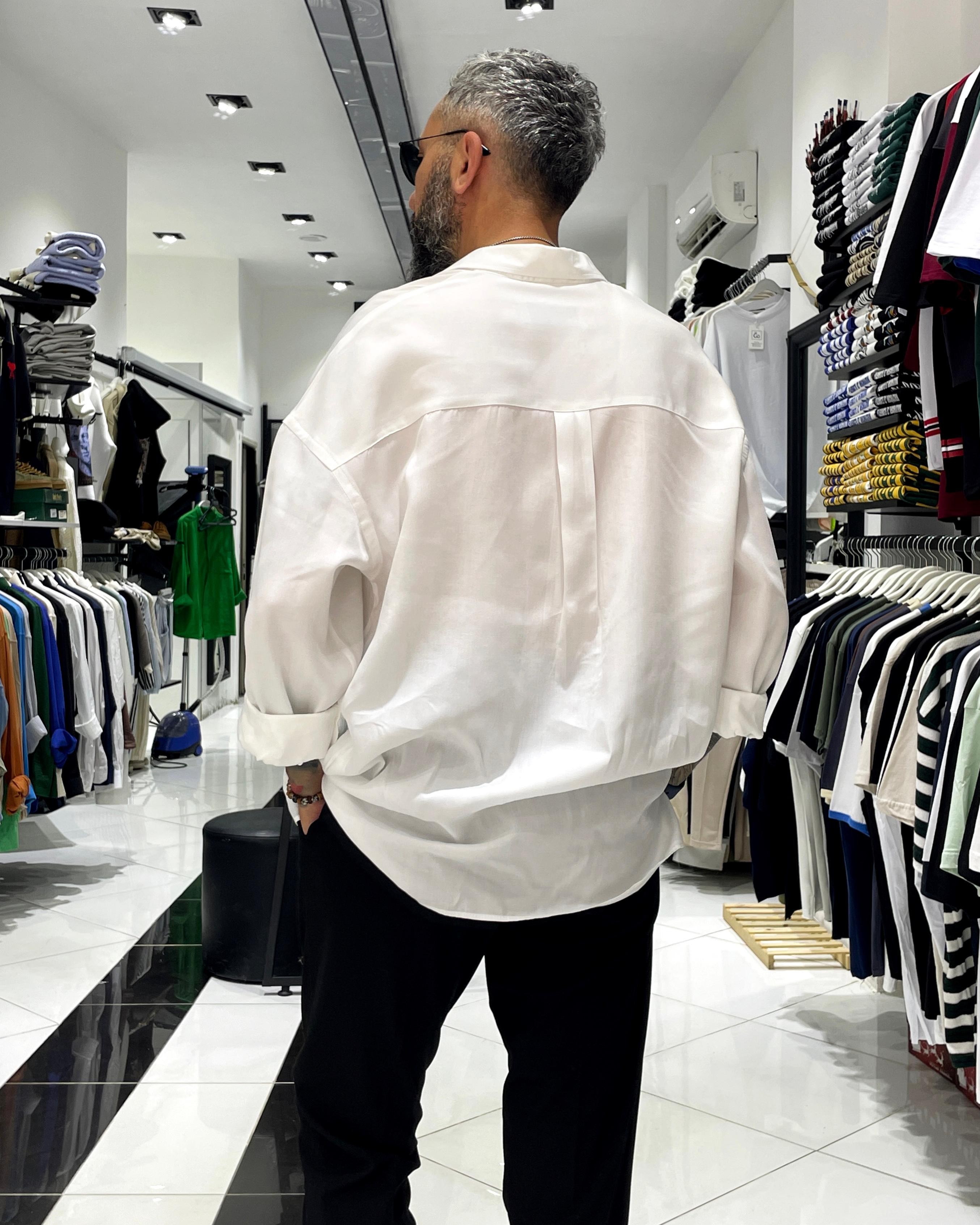 Tensel Kumaş Ekstra Oversize Erkek Gömlek