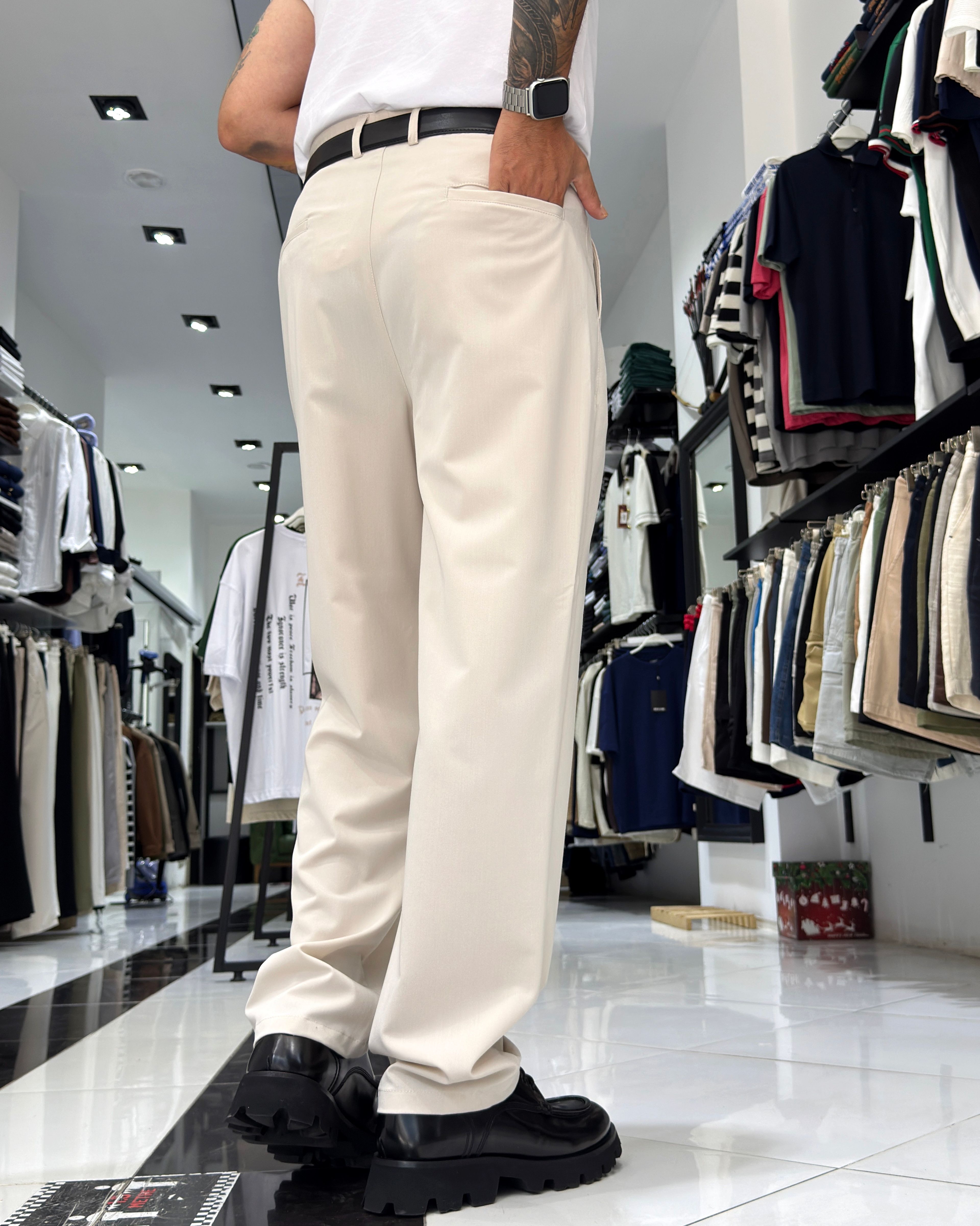 Baggy Fit Pile Detaylı Erkek Pantolon