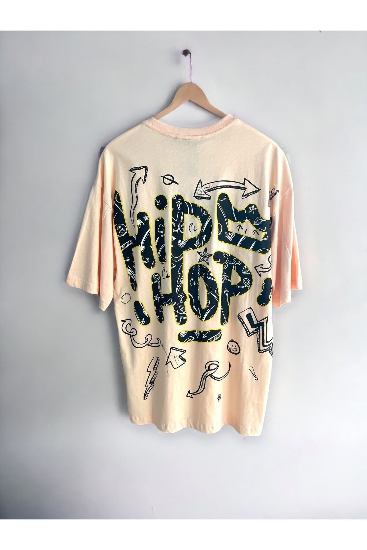 Hip-hop Baskılı Oversize Unisex T-shirt - somon