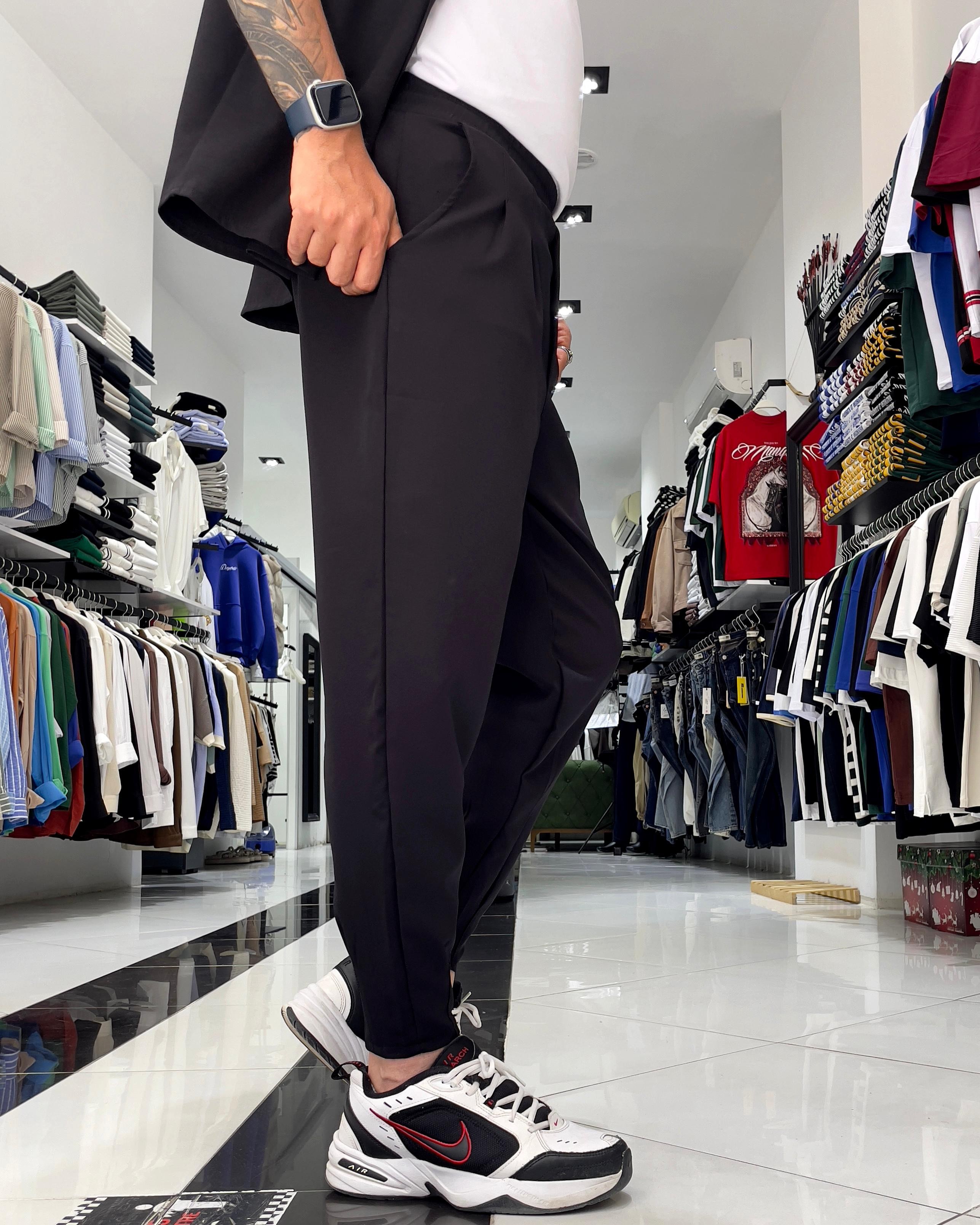 Zippered Jogger Pants Gray - Black