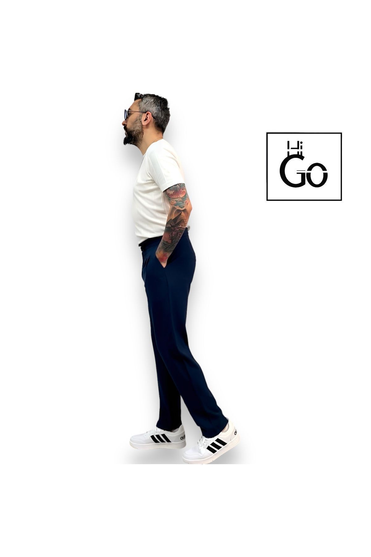 Relaxed Fit Men's Pleated Jogger Pants - Navy blue