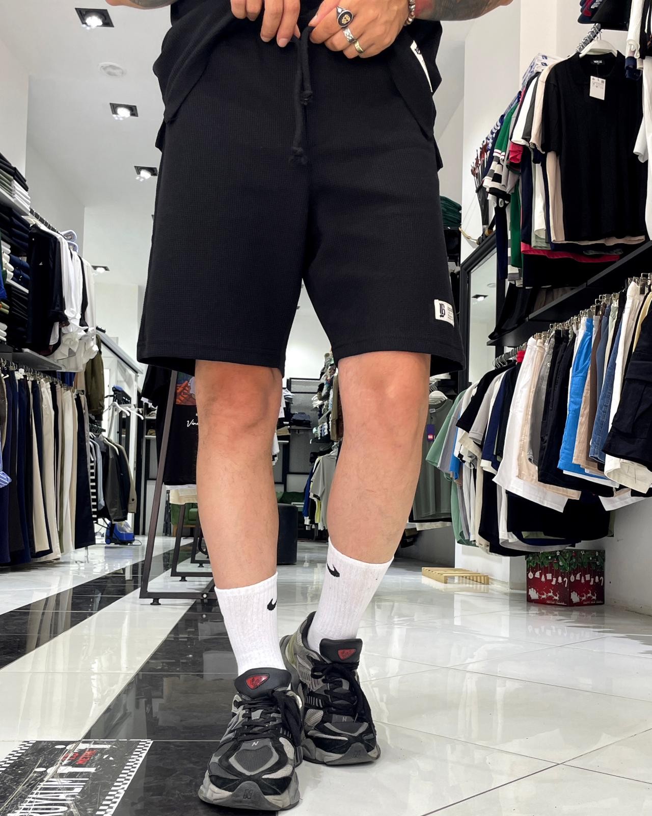 Waffle Kumaş Oversize Erkek T-Shirt & Şort İkili Takım