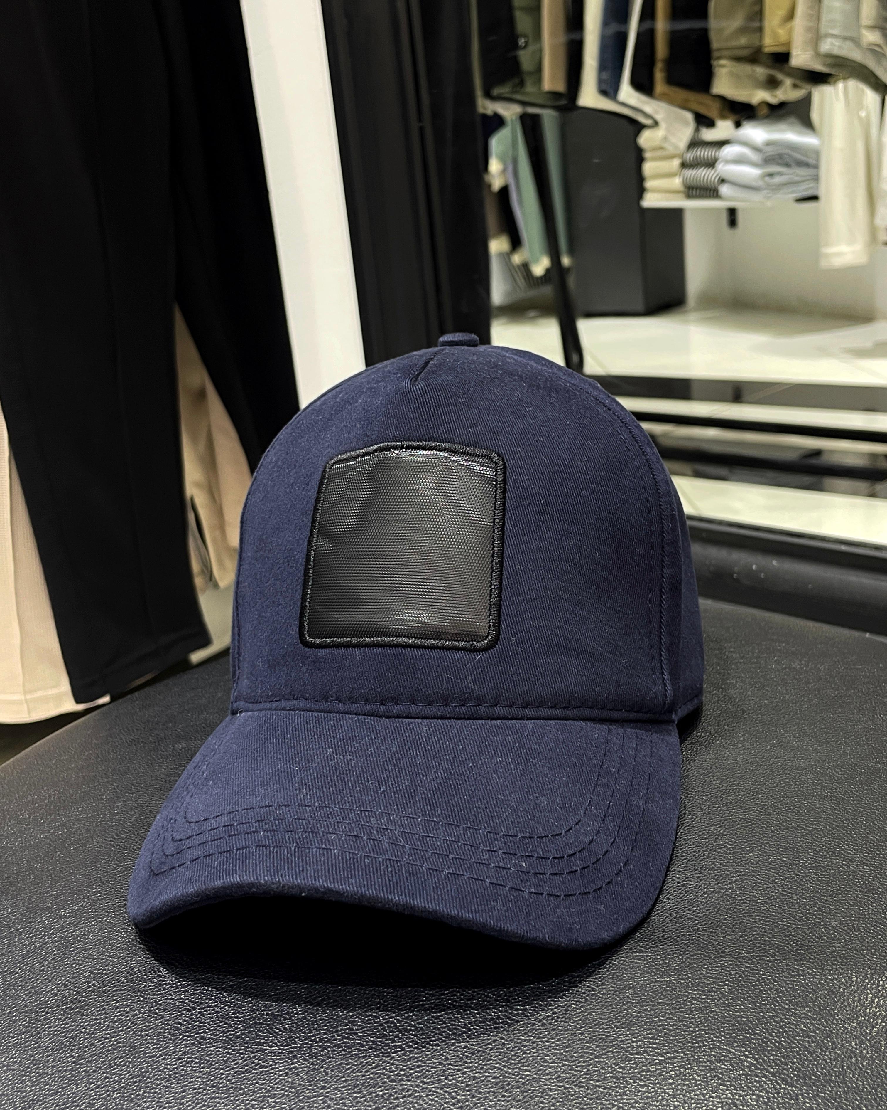Değiştirilebilir Kare Patchli Unisex Şapka - lacivert