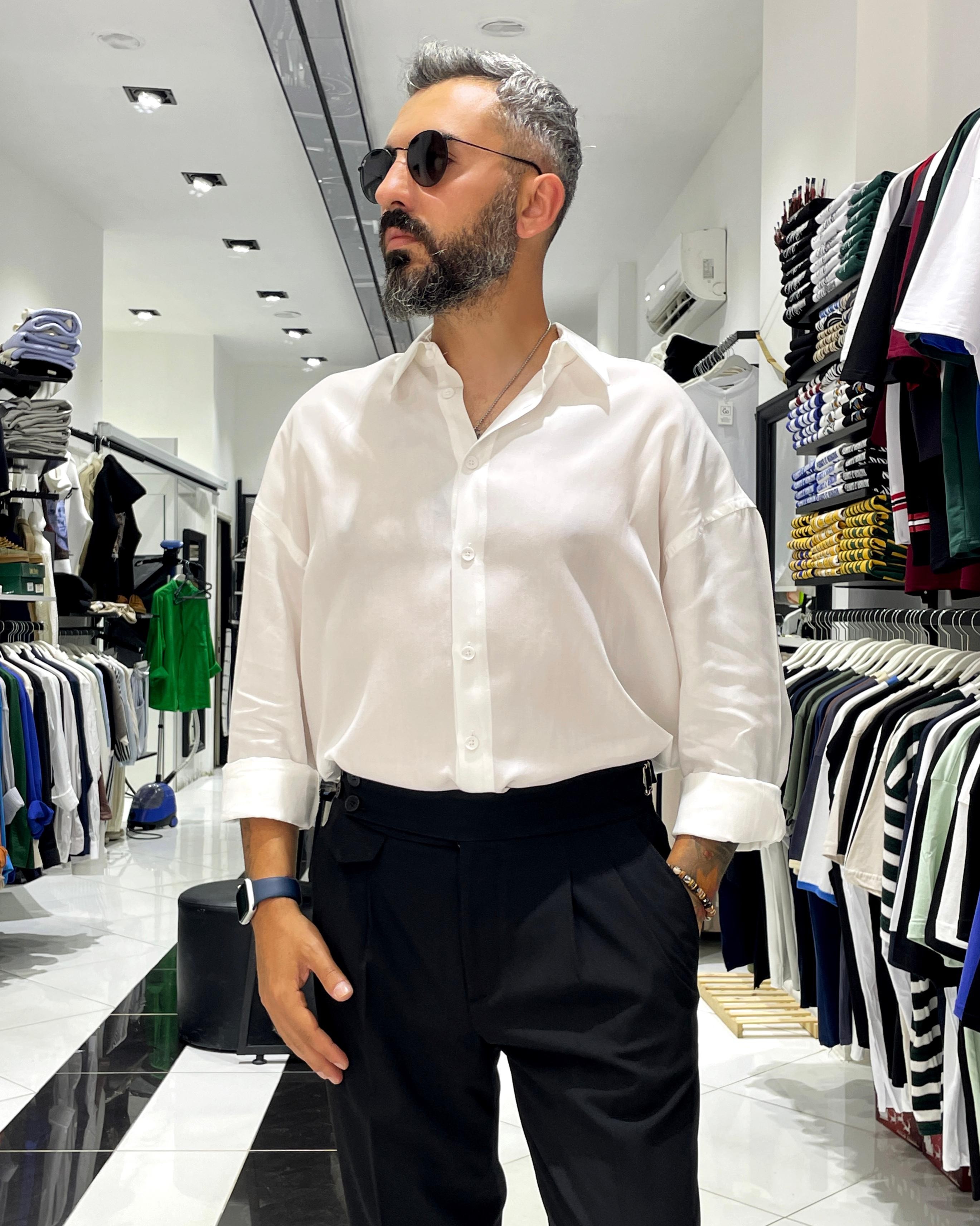 Tensel Kumaş Ekstra Oversize Erkek Gömlek