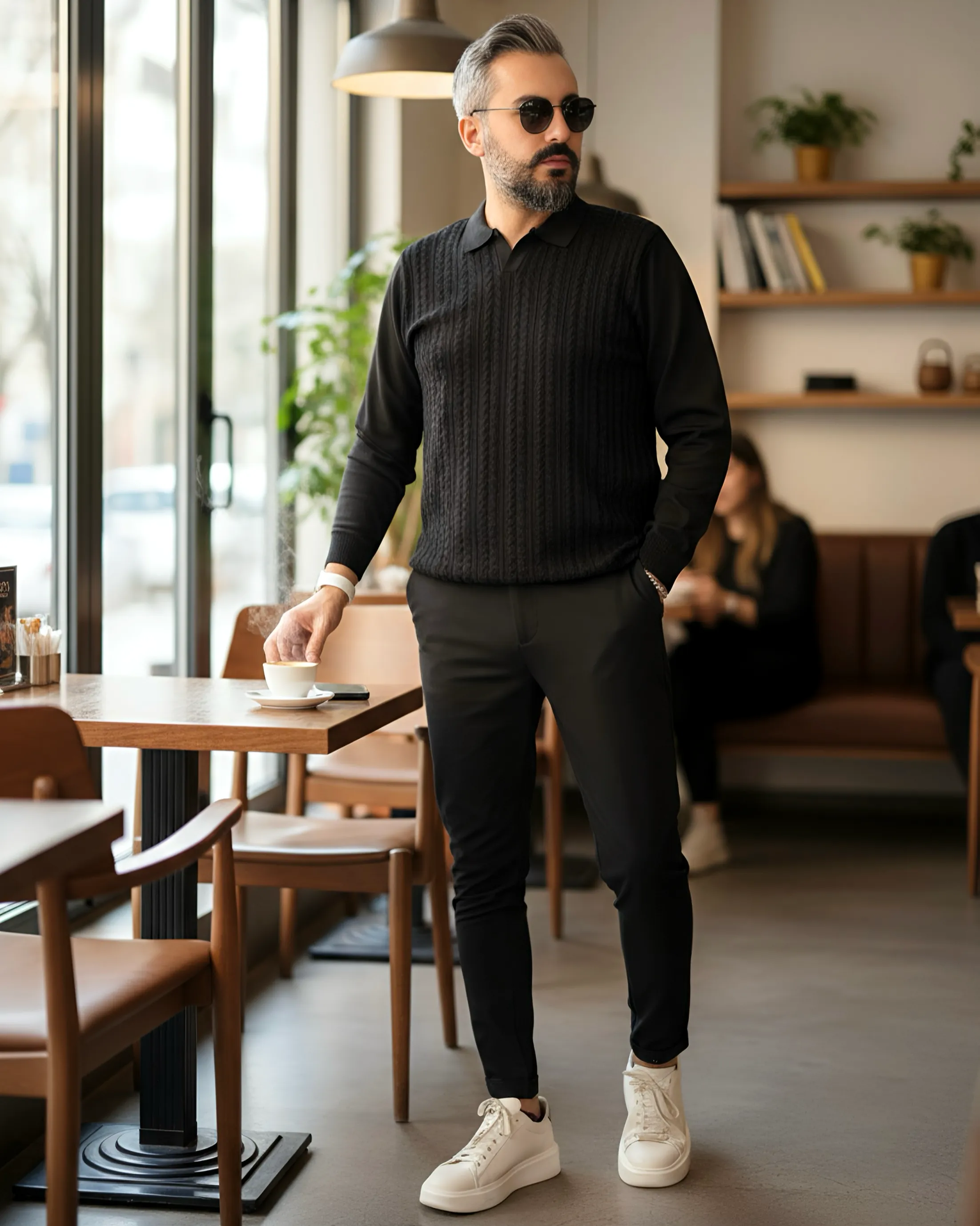 Elegance Erkek Old Money Uzun Kollu Triko Polo Yaka Kazak 