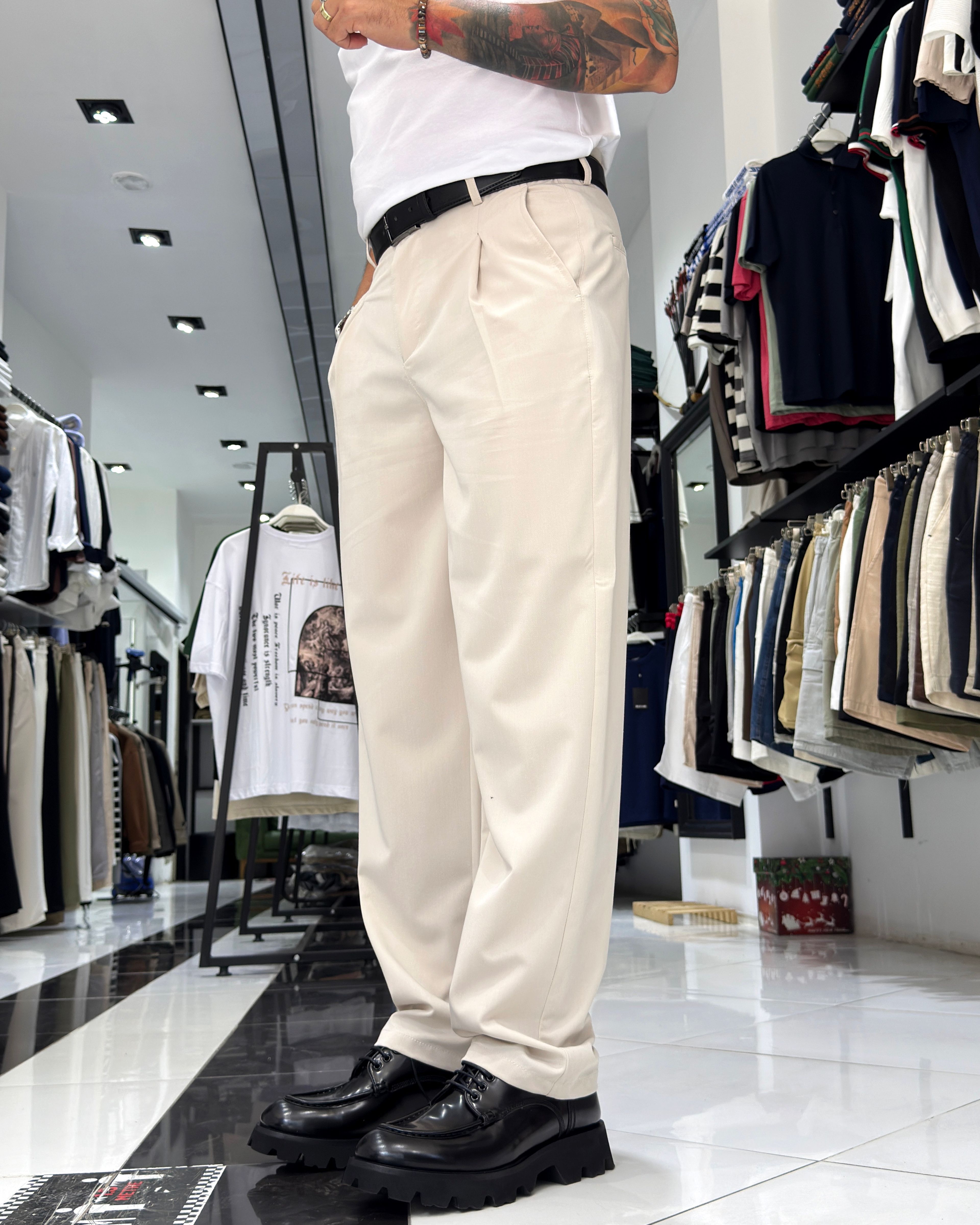 Baggy Fit Pile Detaylı Erkek Pantolon