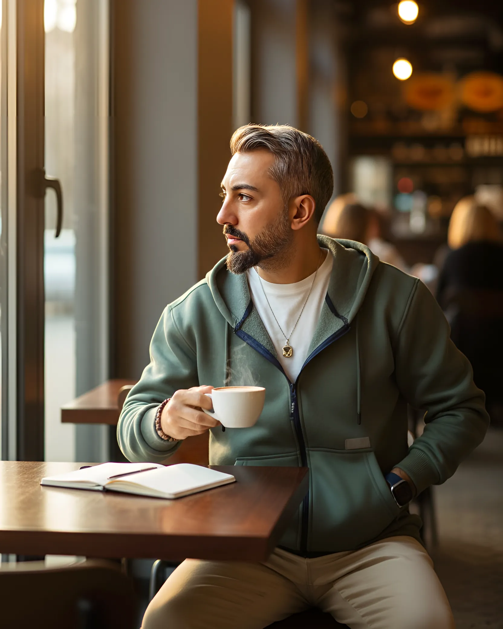 Fermuarlı Kapüşonlu Basic Erkek Sweatshirt