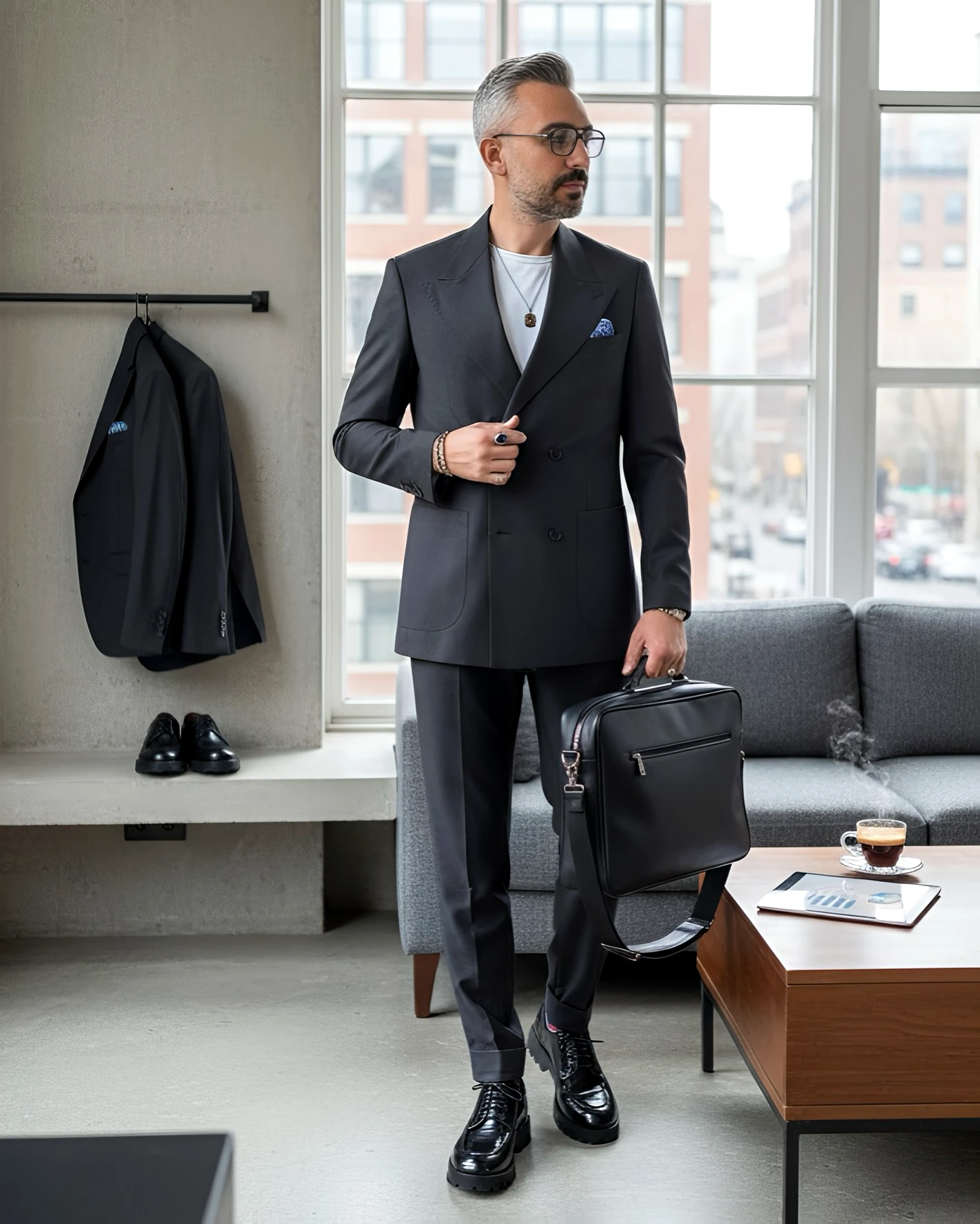 Nero Eleganza İtalyan Kesim Erkek Kruvaze Takım Elbise