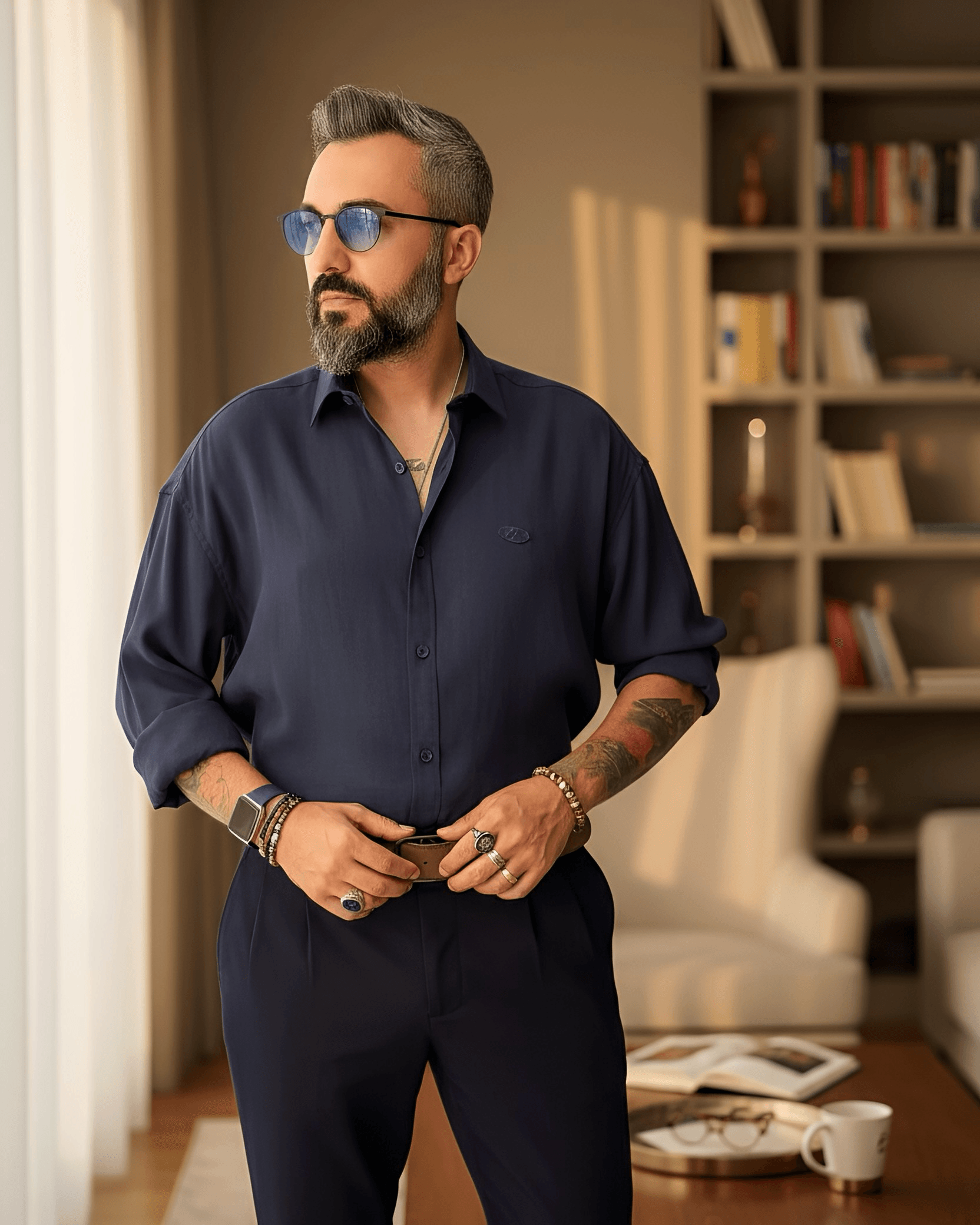 Modal Kumaş Ekstra Oversize Erkek Gömlek - lacivert