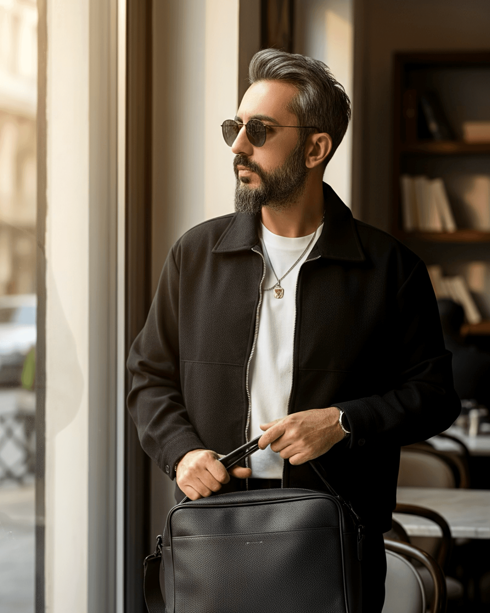 Boxy Fit Fermuarlı Kaşe Ceket